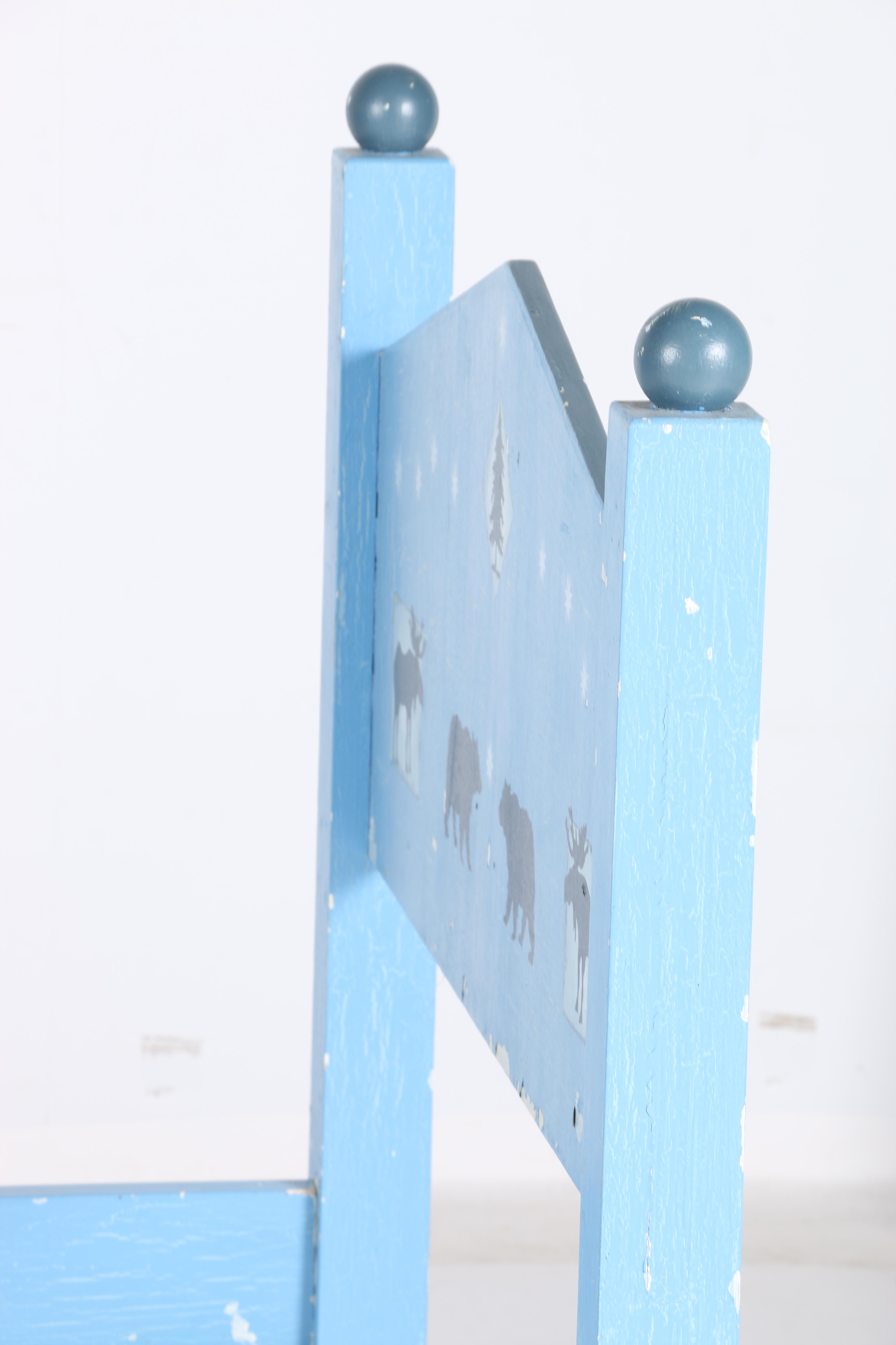 Hand-Painted Child's Bed and Wall Shelf by William Eastburn