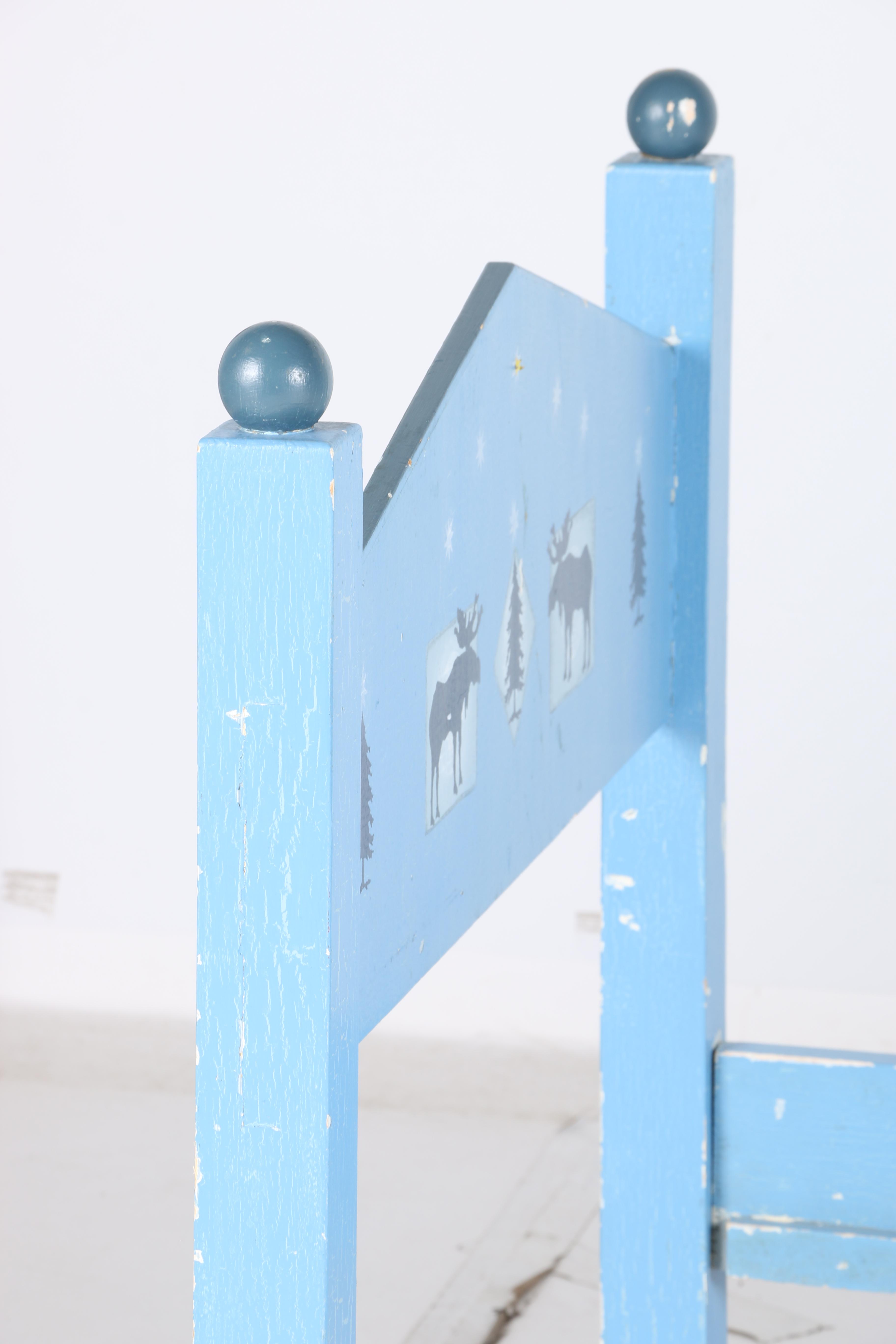 Hand-Painted Child's Bed and Wall Shelf by William Eastburn
