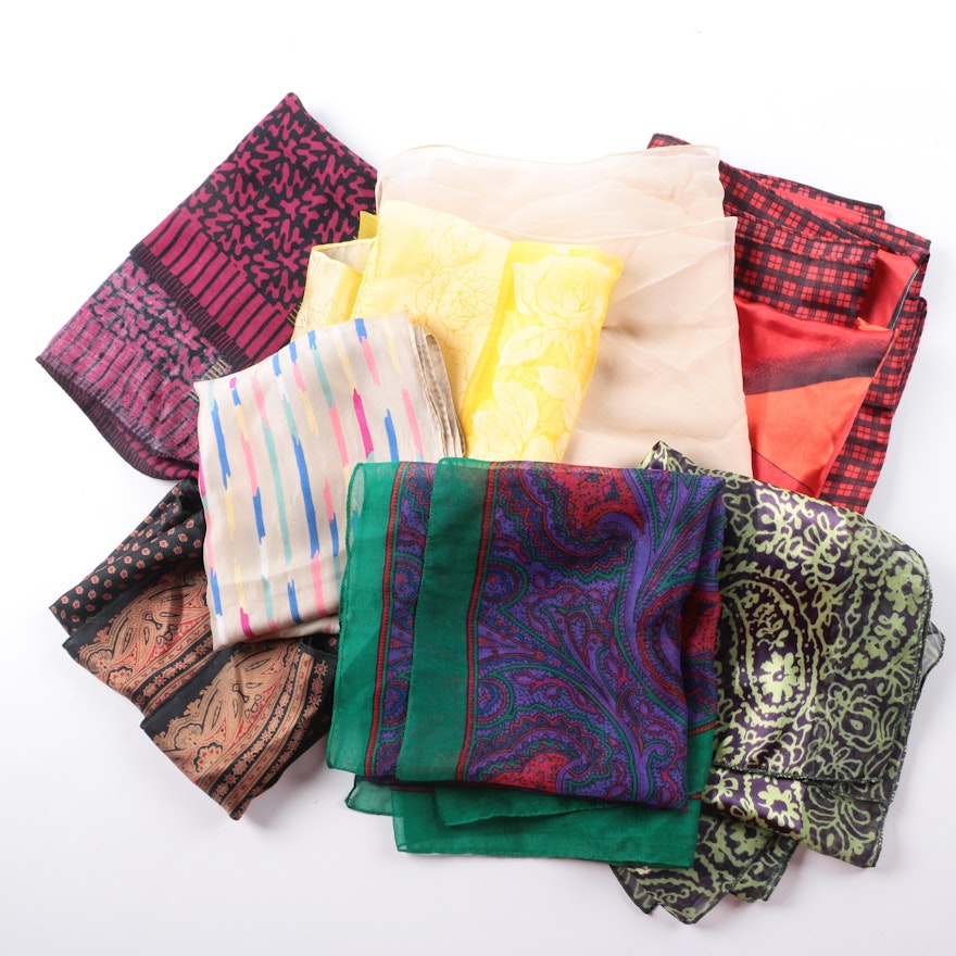 Assortment of Colorful Scarves including Echo and Ferrar