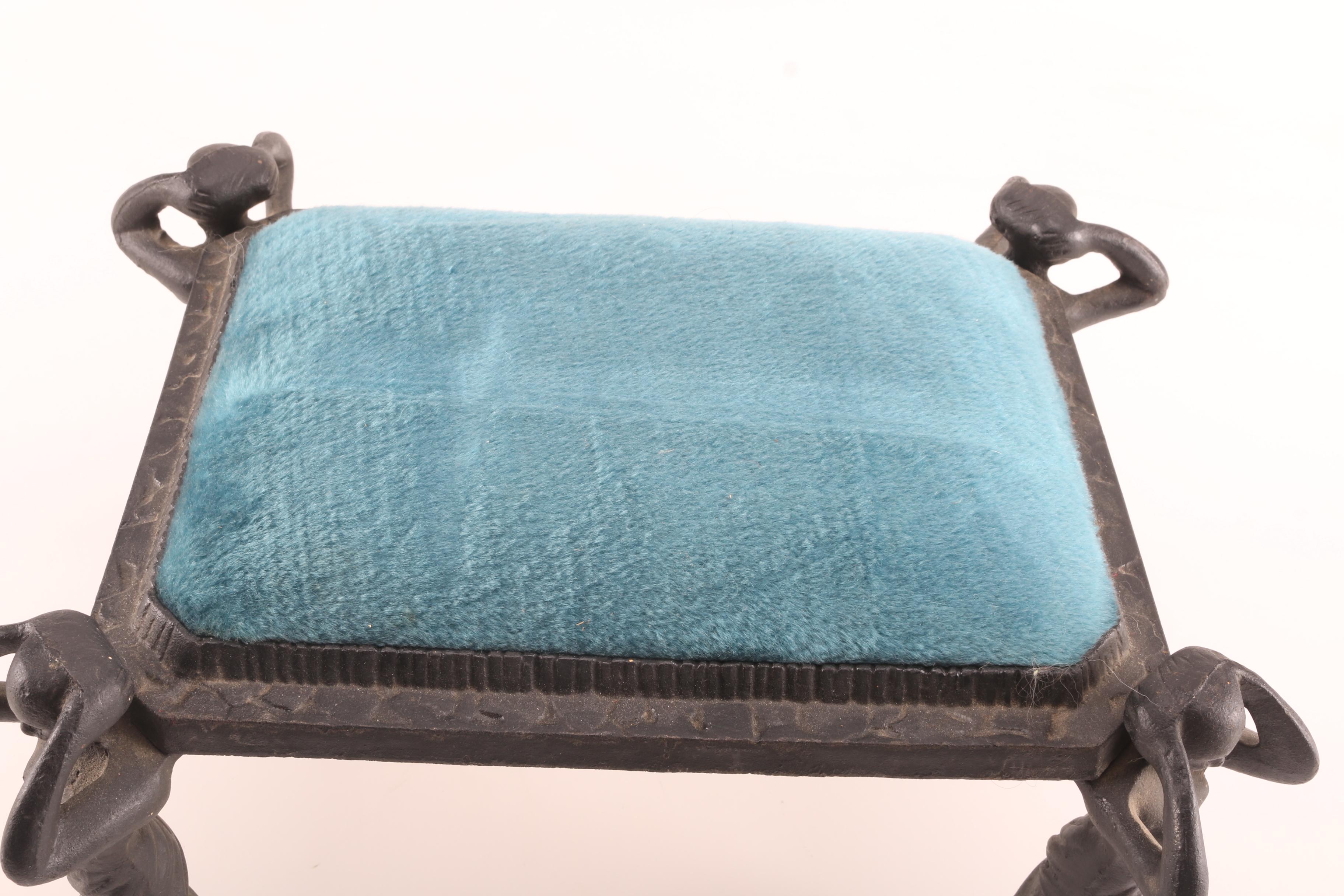 Matching Cast Iron Art Deco Footstools With Artistic Figural Legs