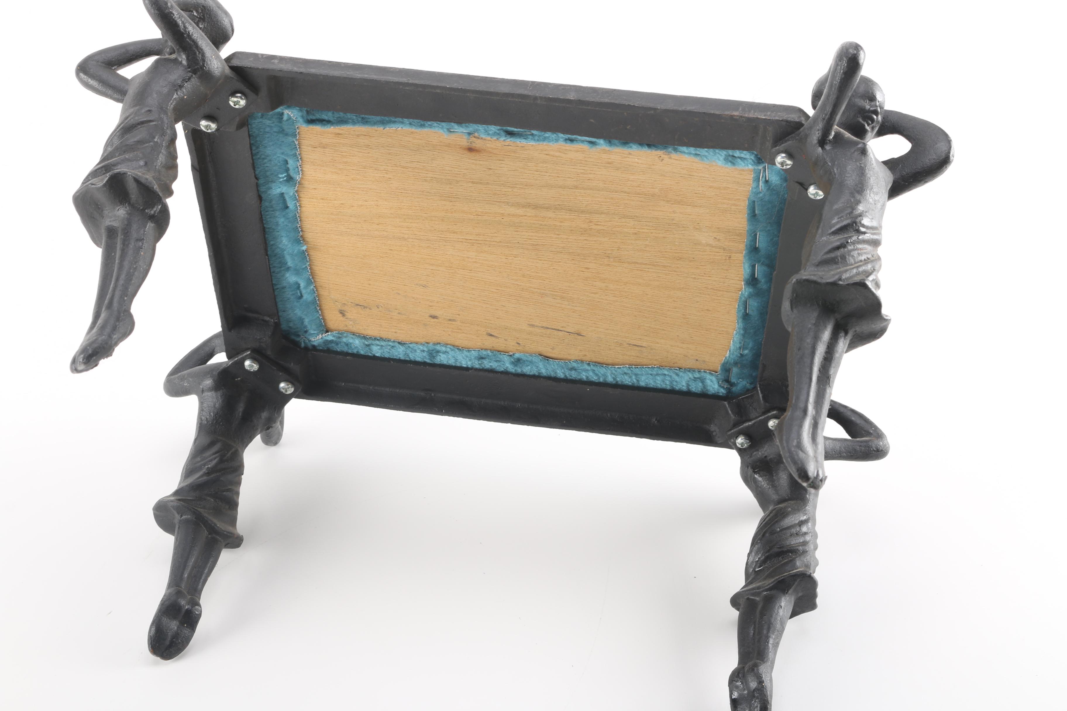 Matching Cast Iron Art Deco Footstools With Artistic Figural Legs