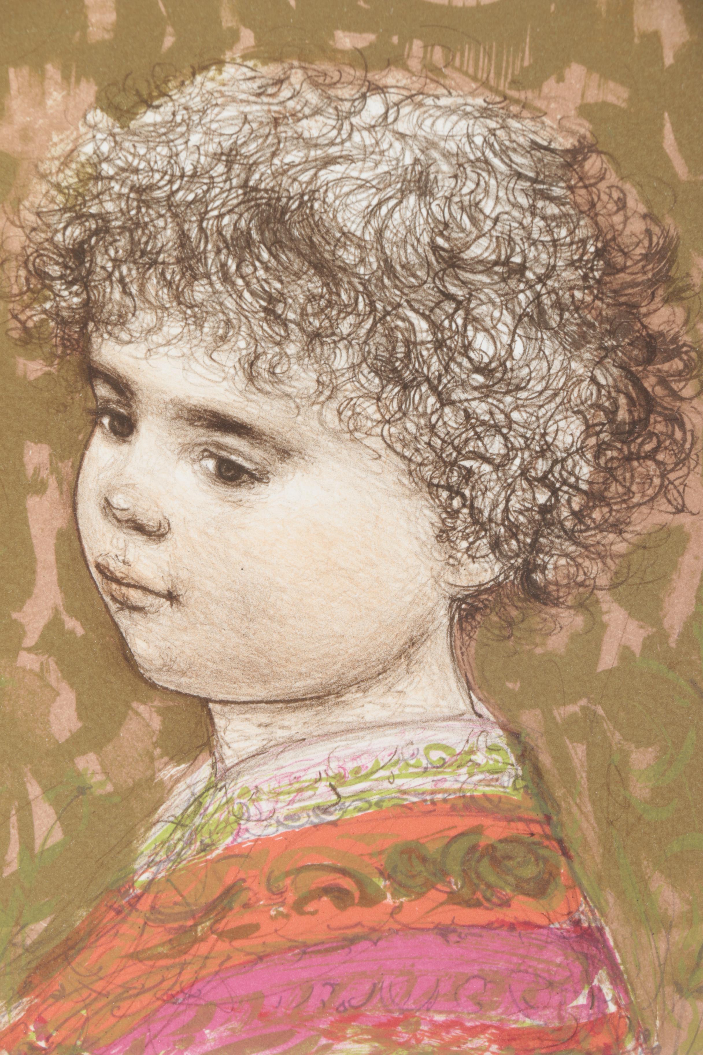 Edna Hibel Limited Edition Hand-Colored Lithograph of Child