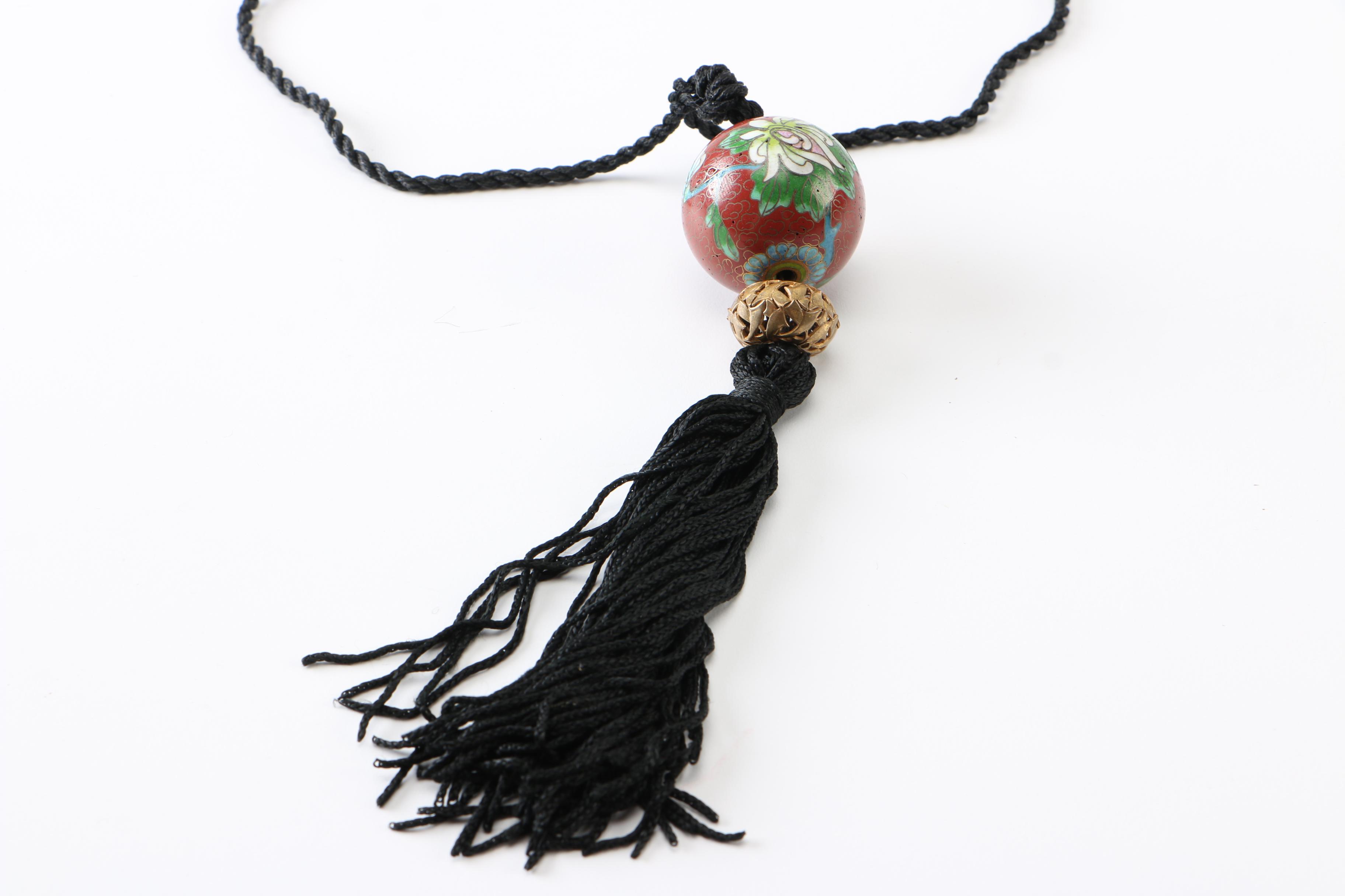 Circa 1940s-1960s Miriam Haskell Chinese Cloisonné Necklace