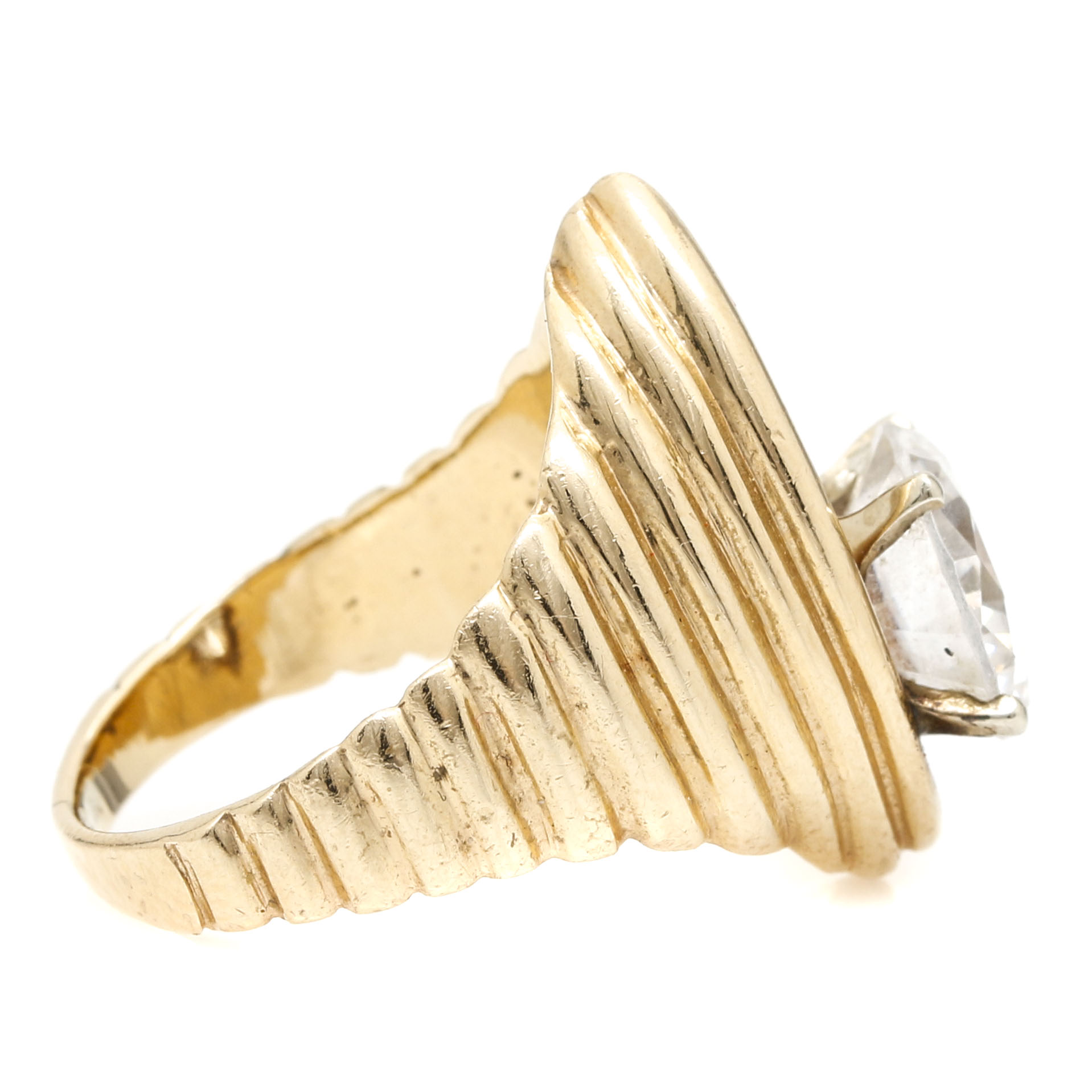 14K Yellow Gold Cubic Zirconia Abstract Ring