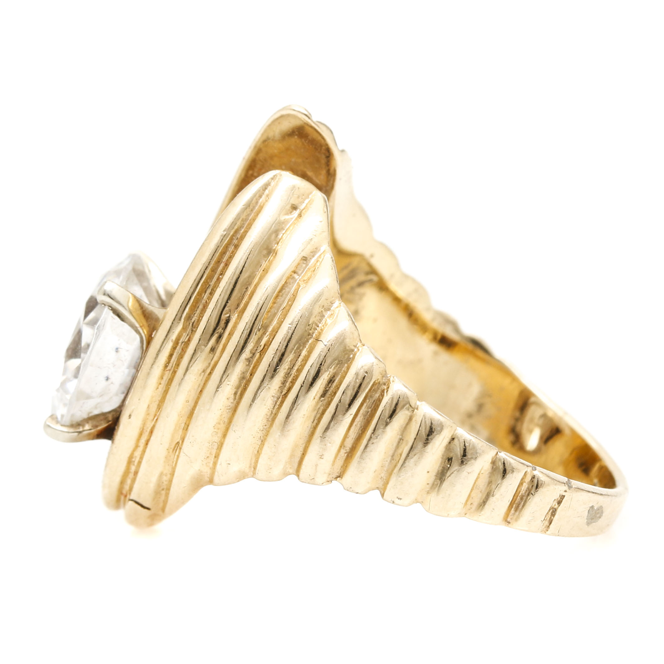 14K Yellow Gold Cubic Zirconia Abstract Ring