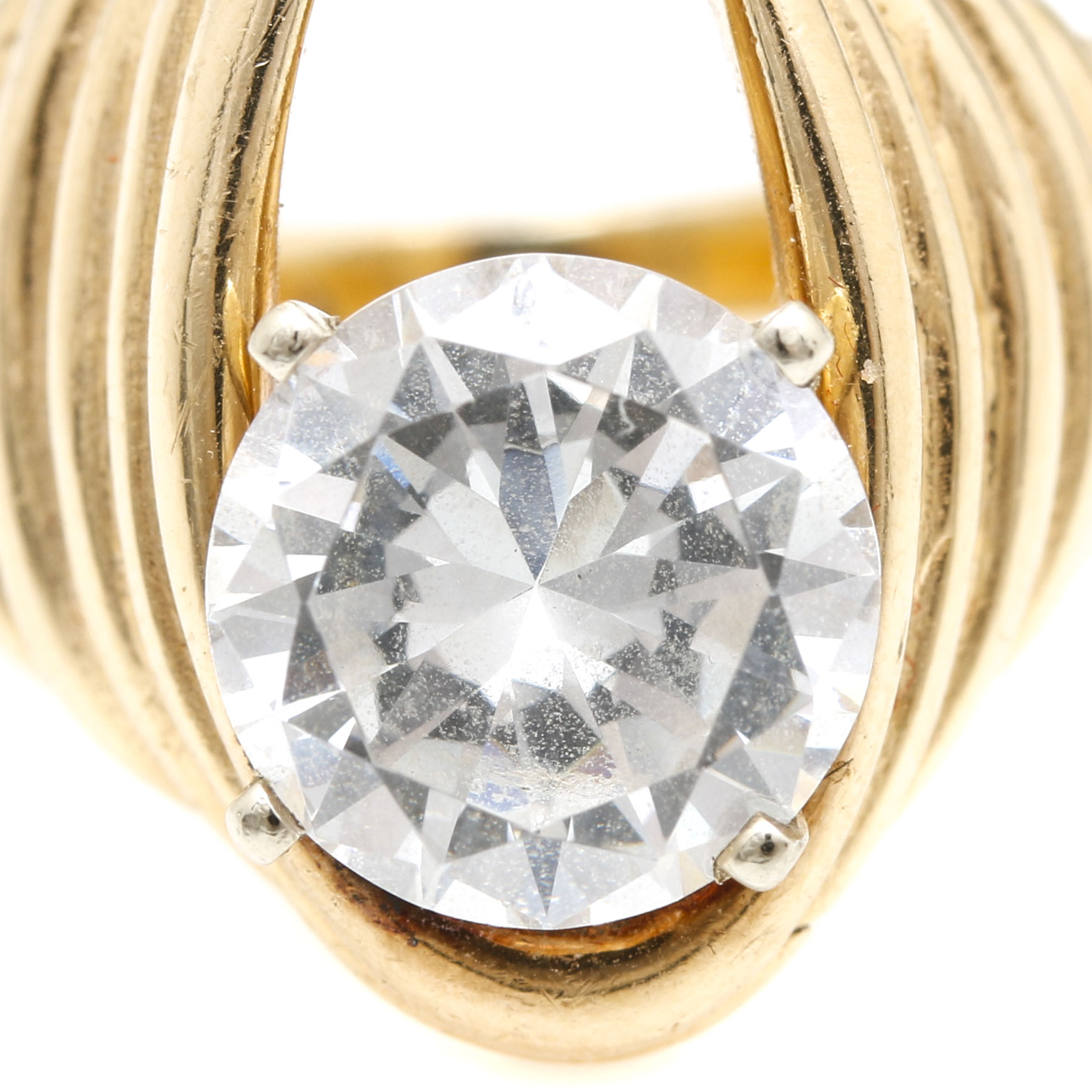 14K Yellow Gold Cubic Zirconia Abstract Ring