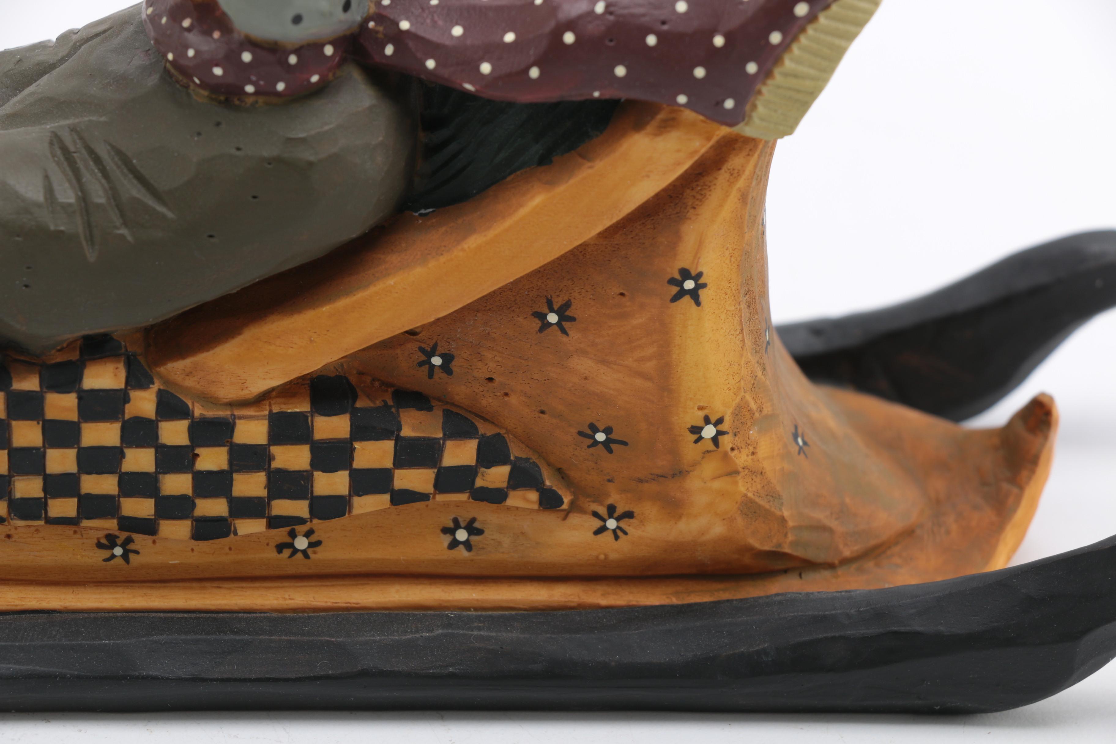 Williraye Studio Wooden Santa and Sleigh Figurine