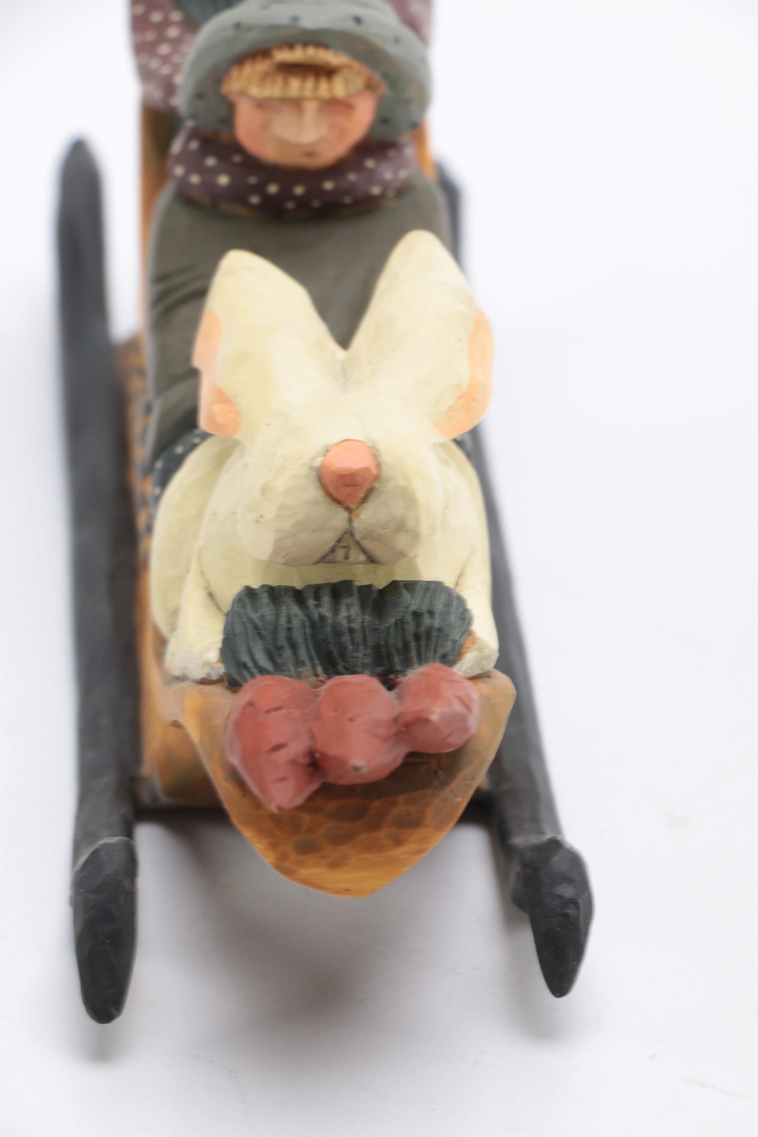 Williraye Studio Wooden Santa and Sleigh Figurine