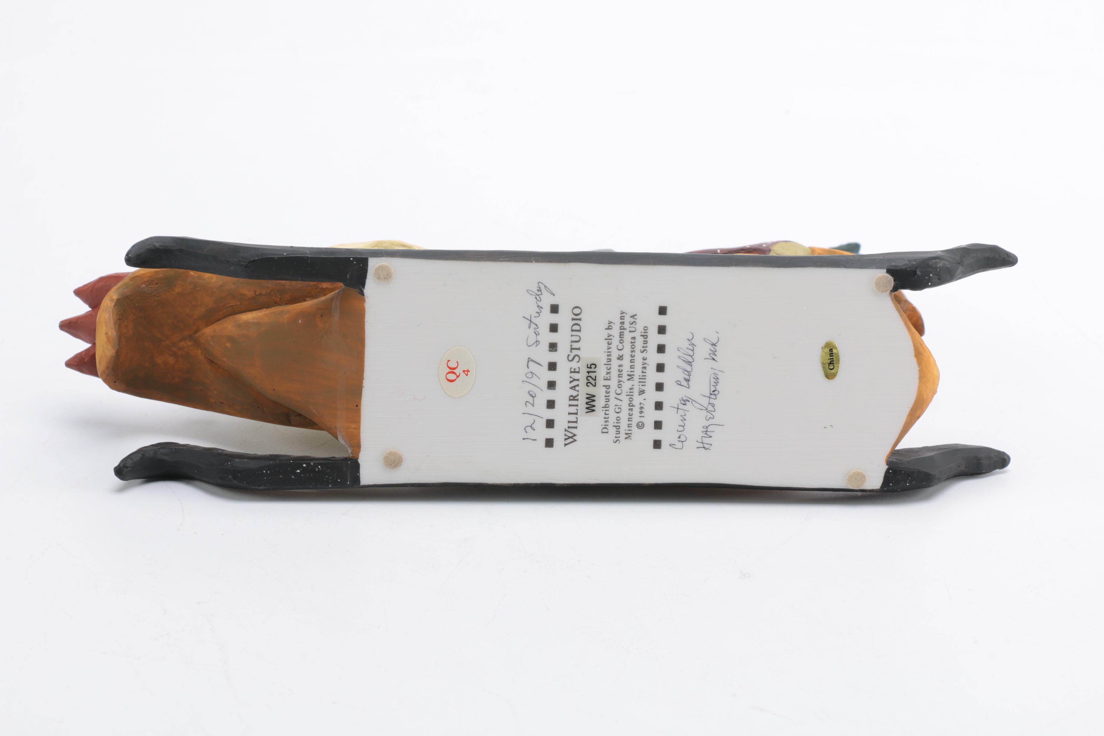 Williraye Studio Wooden Santa and Sleigh Figurine