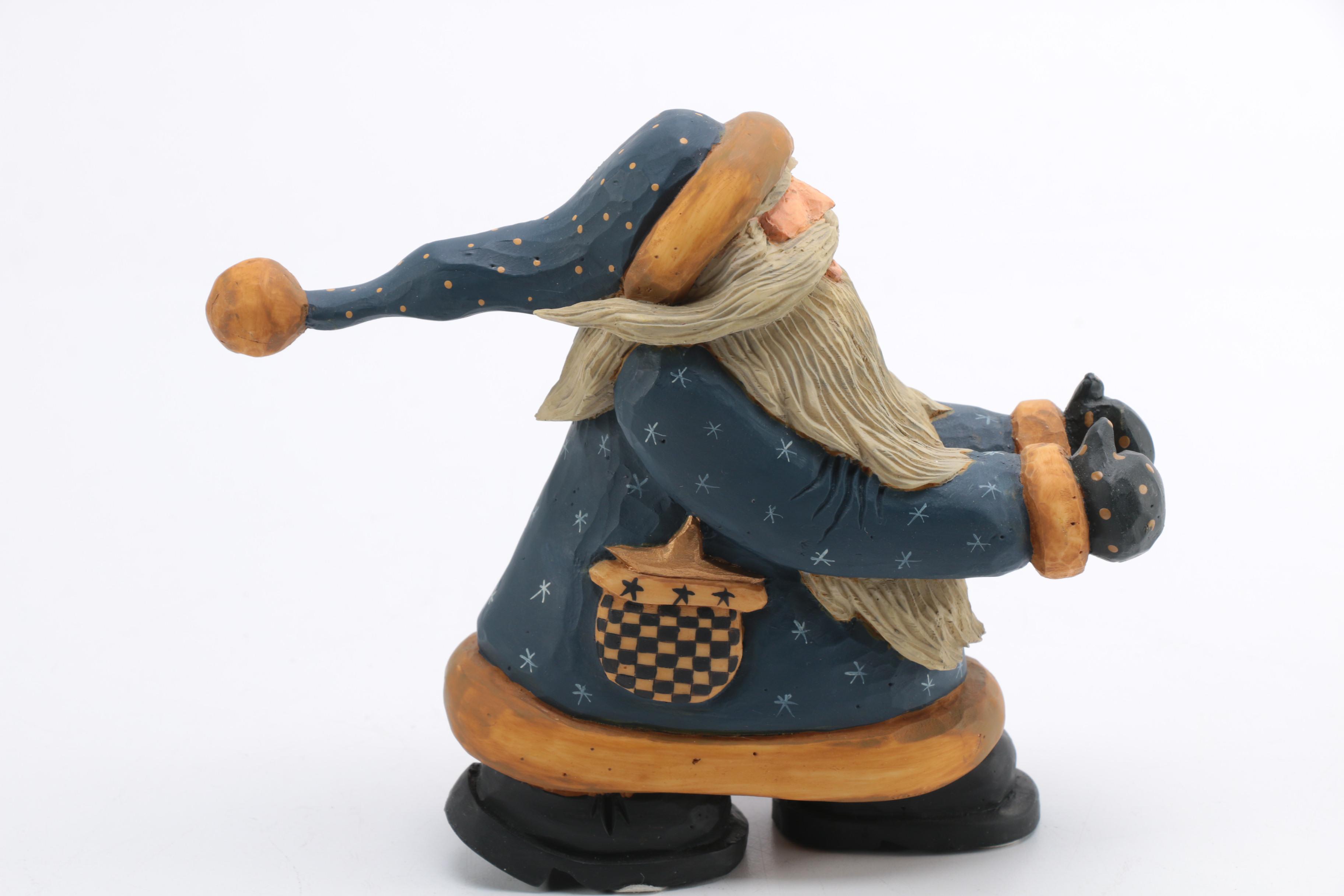 Williraye Studio Wooden Santa and Sleigh Figurine