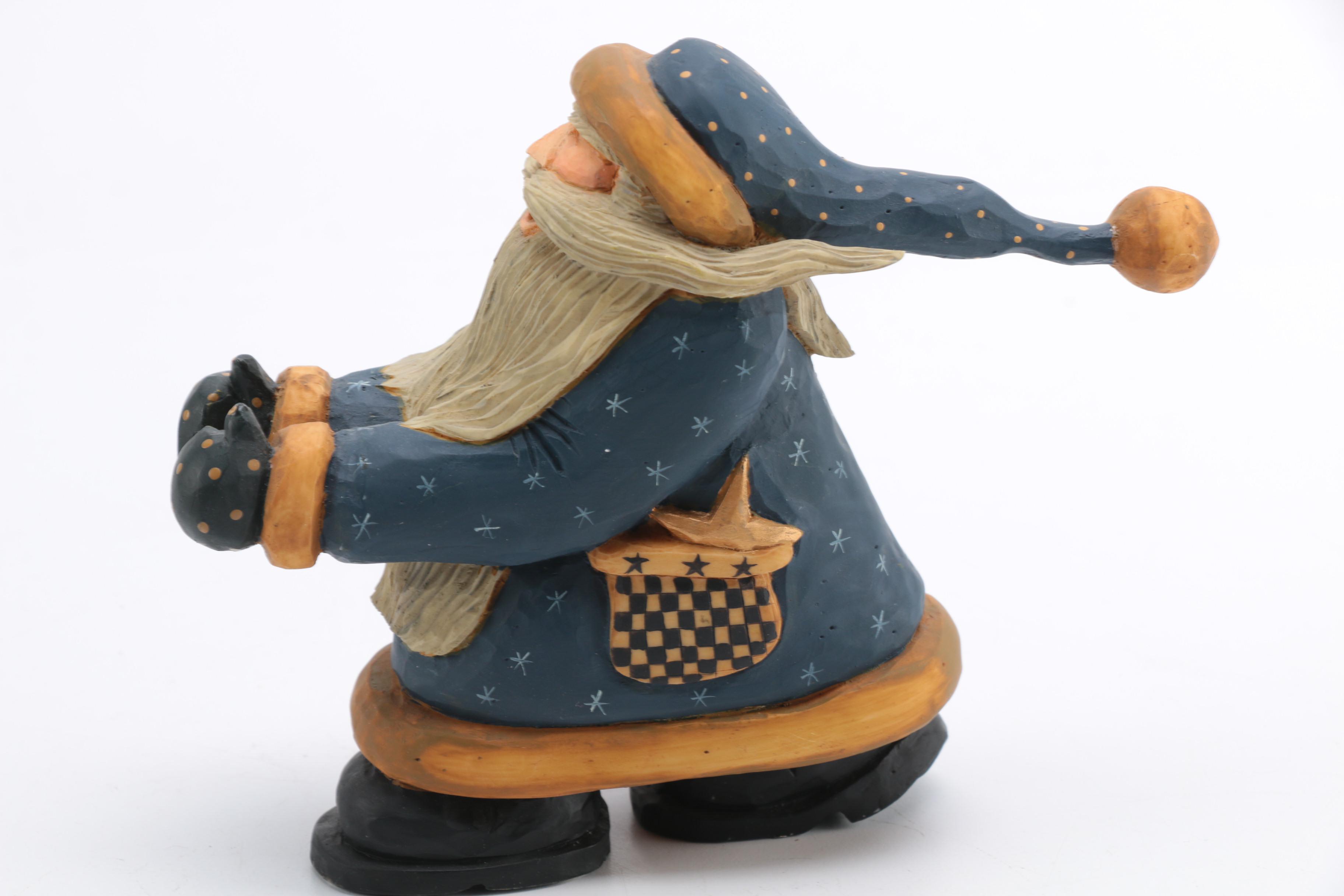 Williraye Studio Wooden Santa and Sleigh Figurine