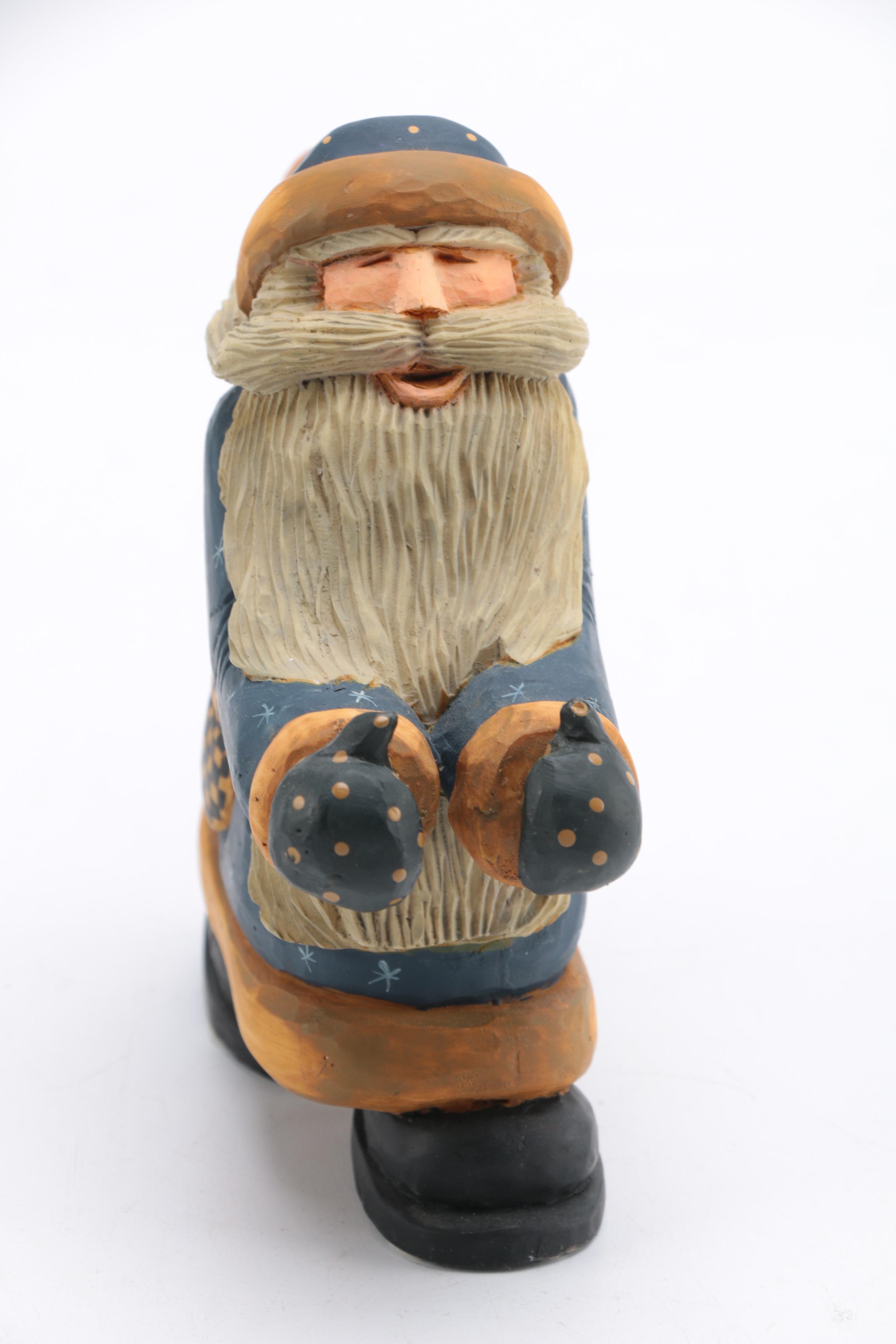 Williraye Studio Wooden Santa and Sleigh Figurine