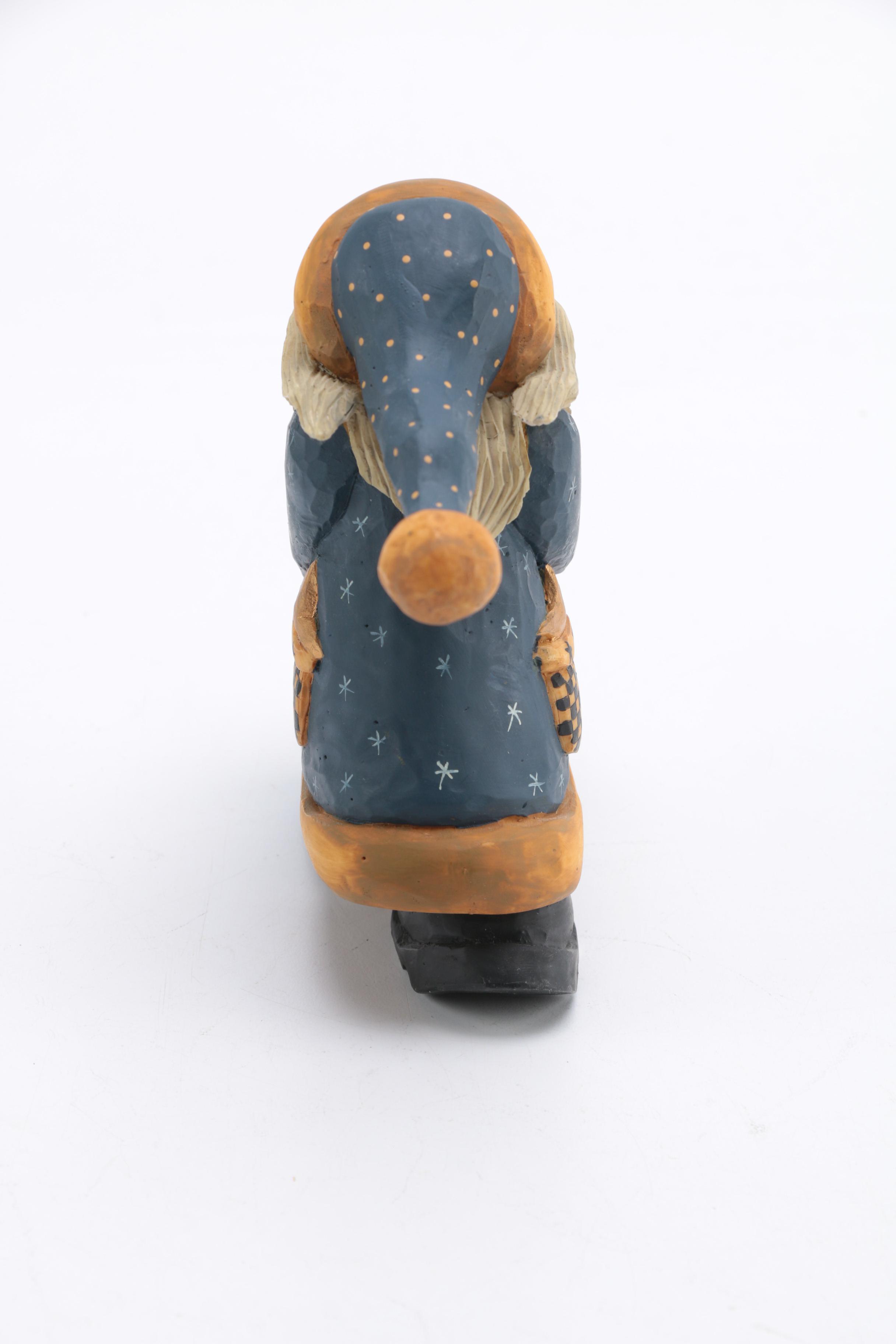 Williraye Studio Wooden Santa and Sleigh Figurine