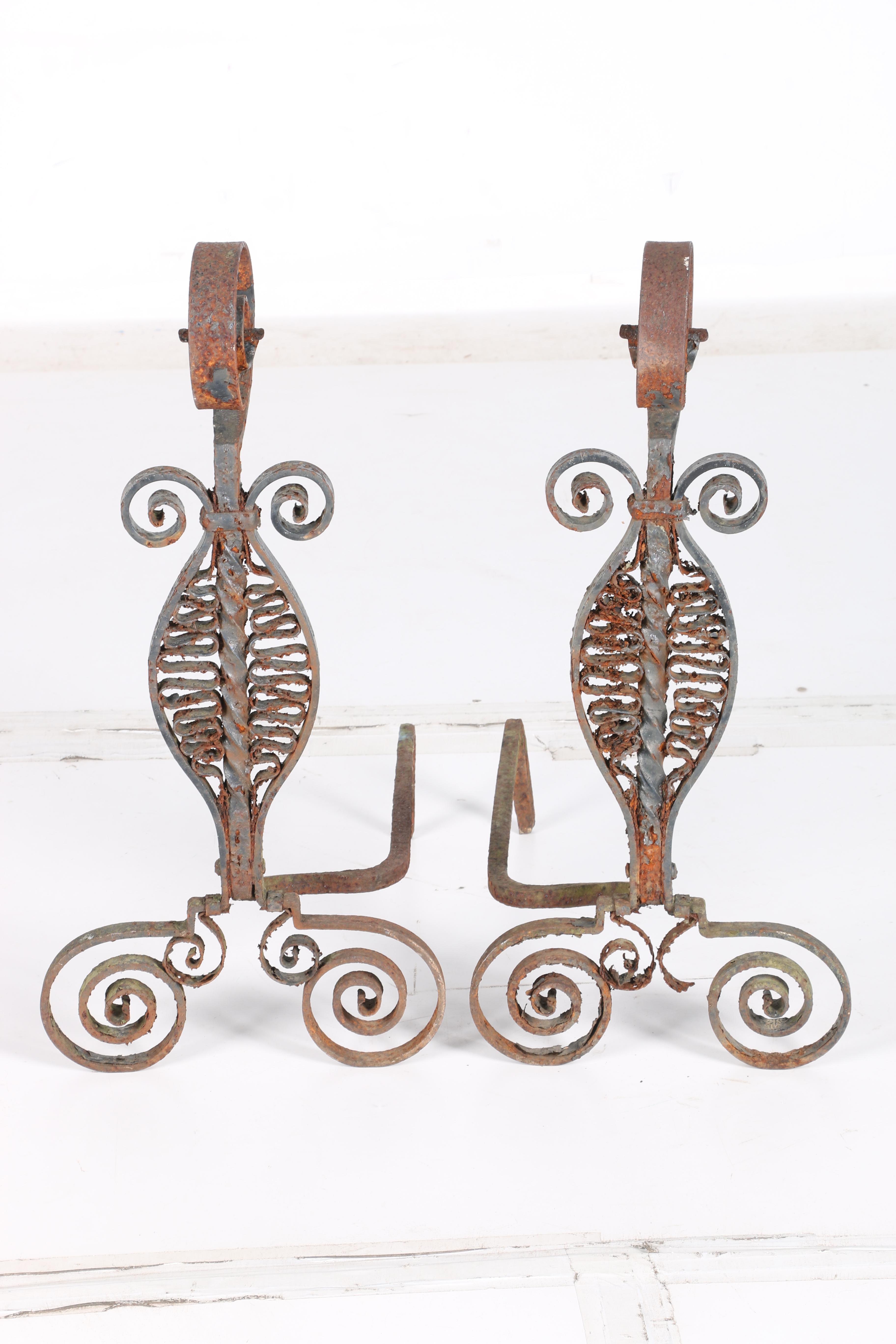 Scroll Motif Andirons