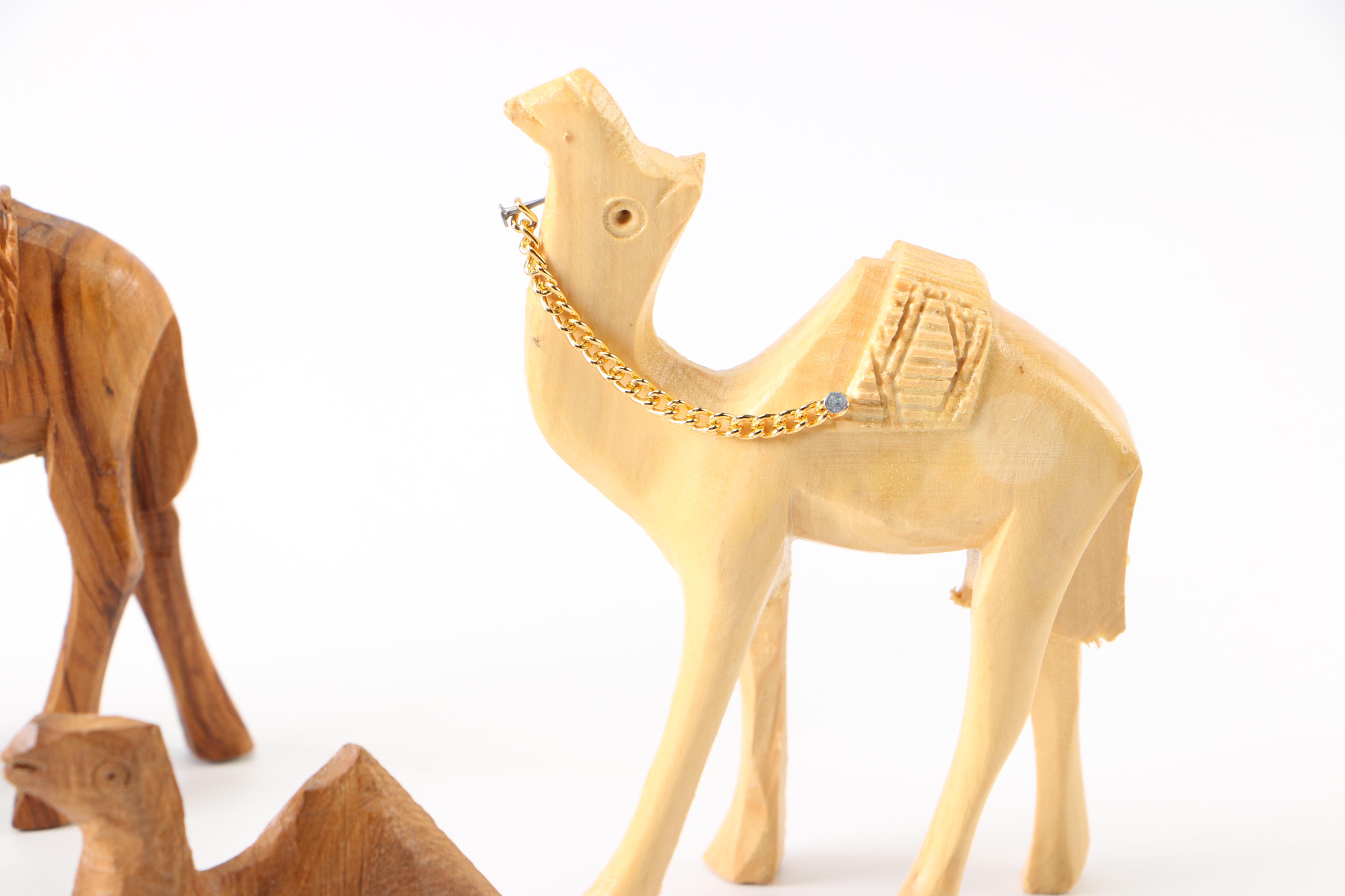 Wooden Manger Nativity Scene and Figurines