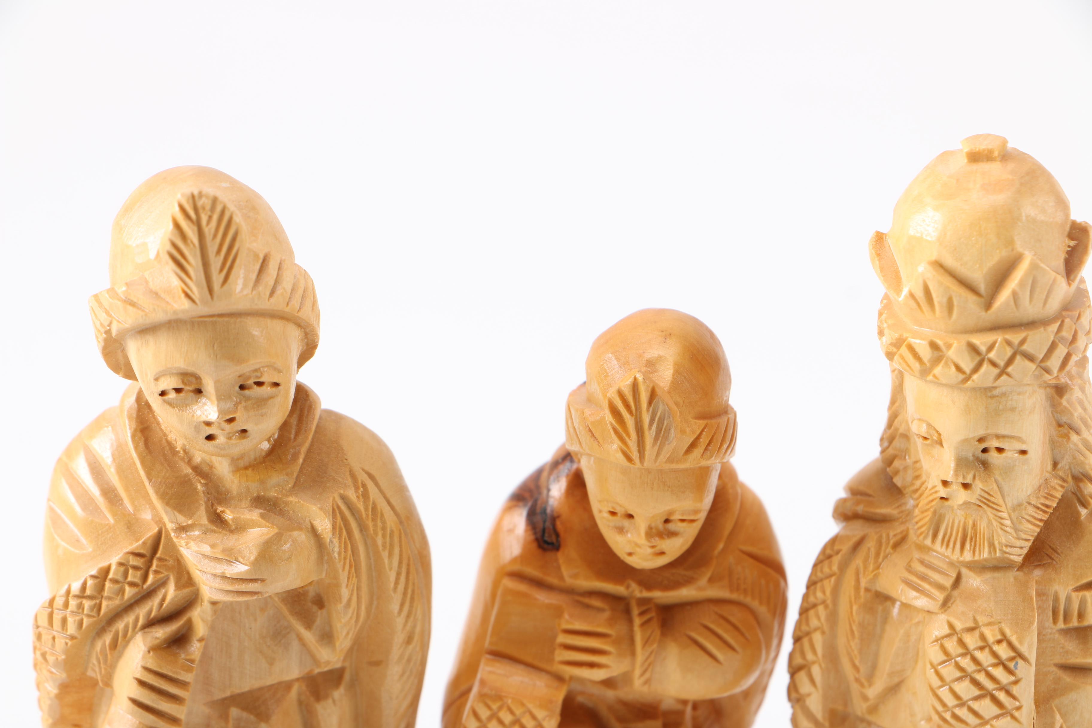 Wooden Manger Nativity Scene and Figurines