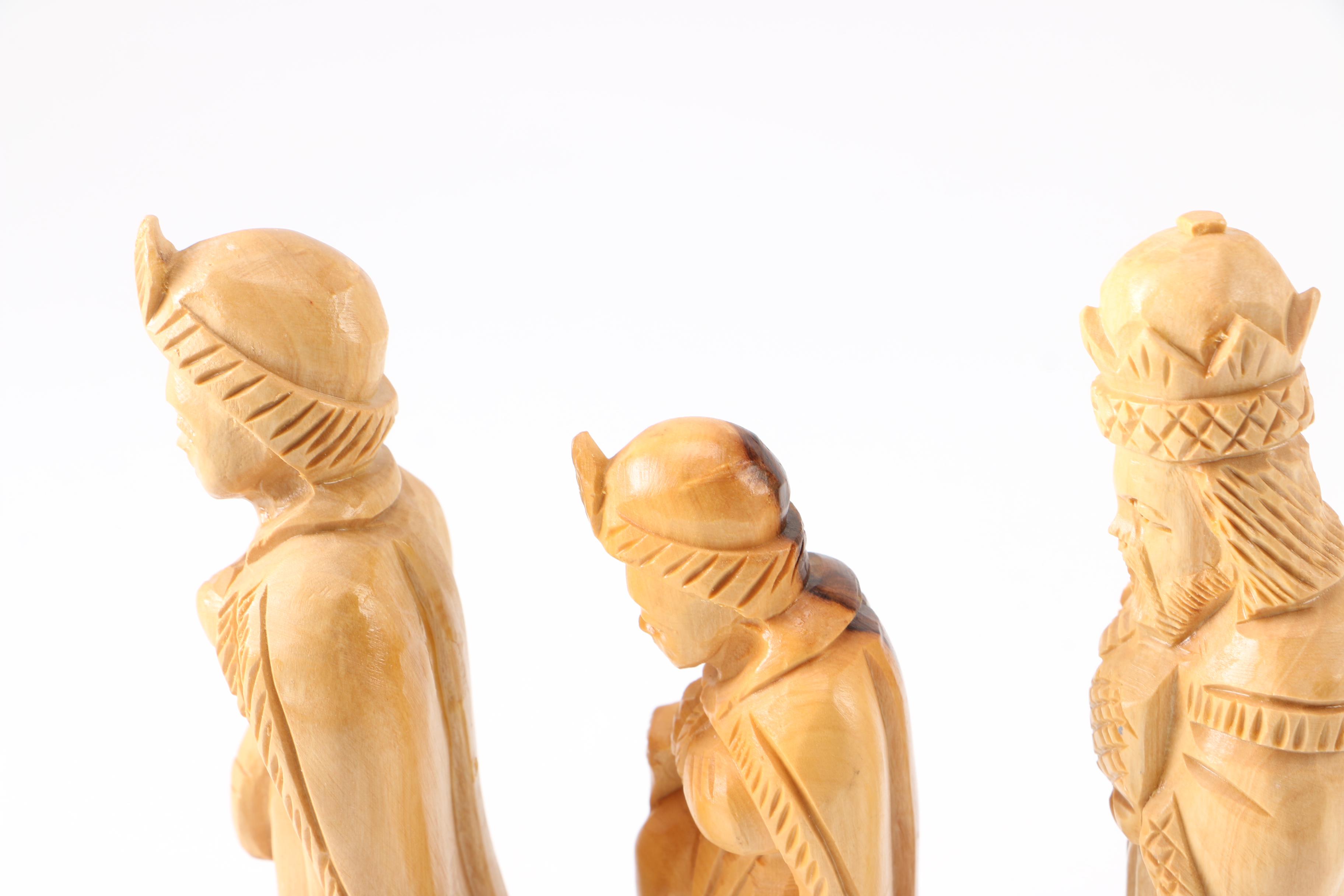 Wooden Manger Nativity Scene and Figurines