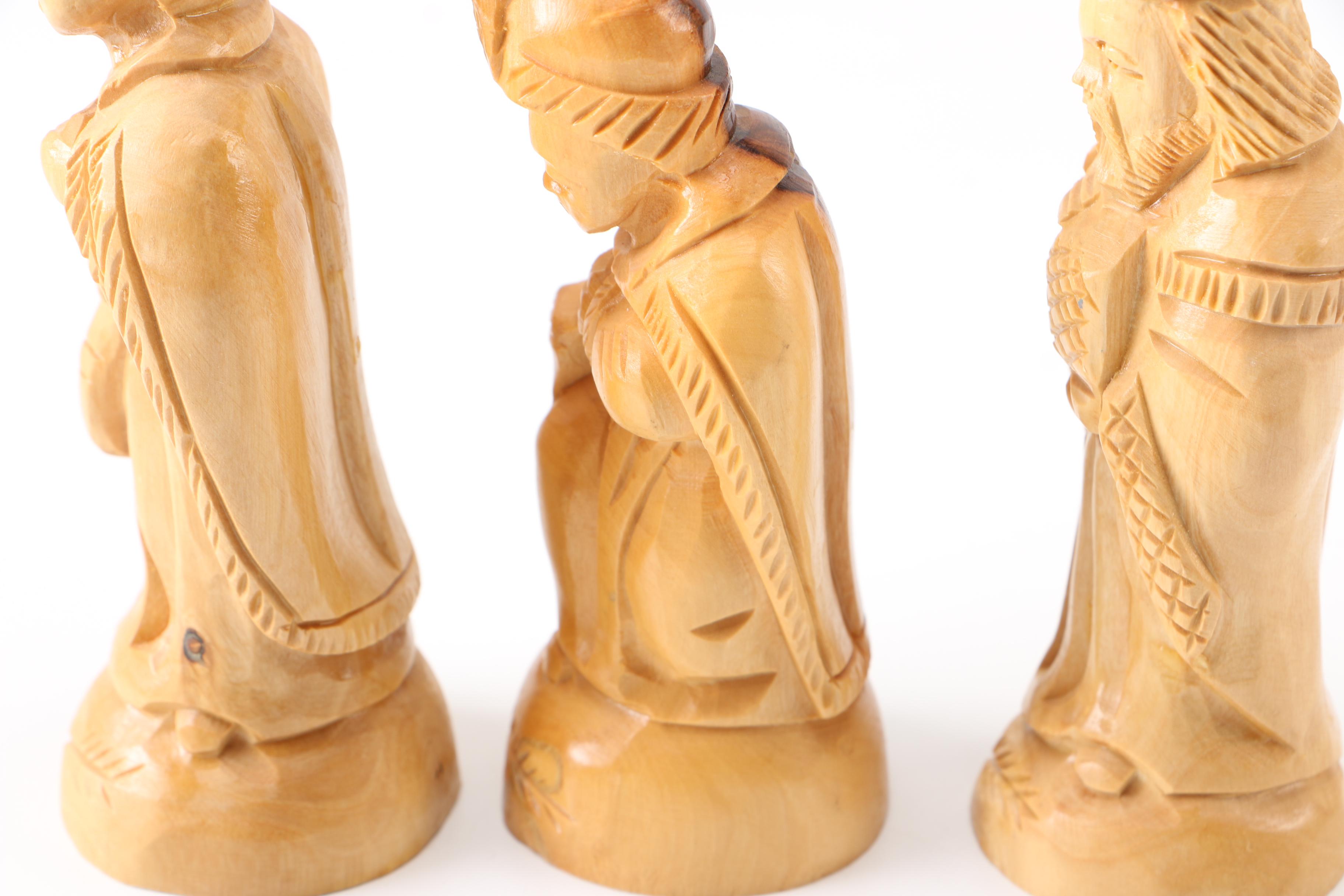 Wooden Manger Nativity Scene and Figurines