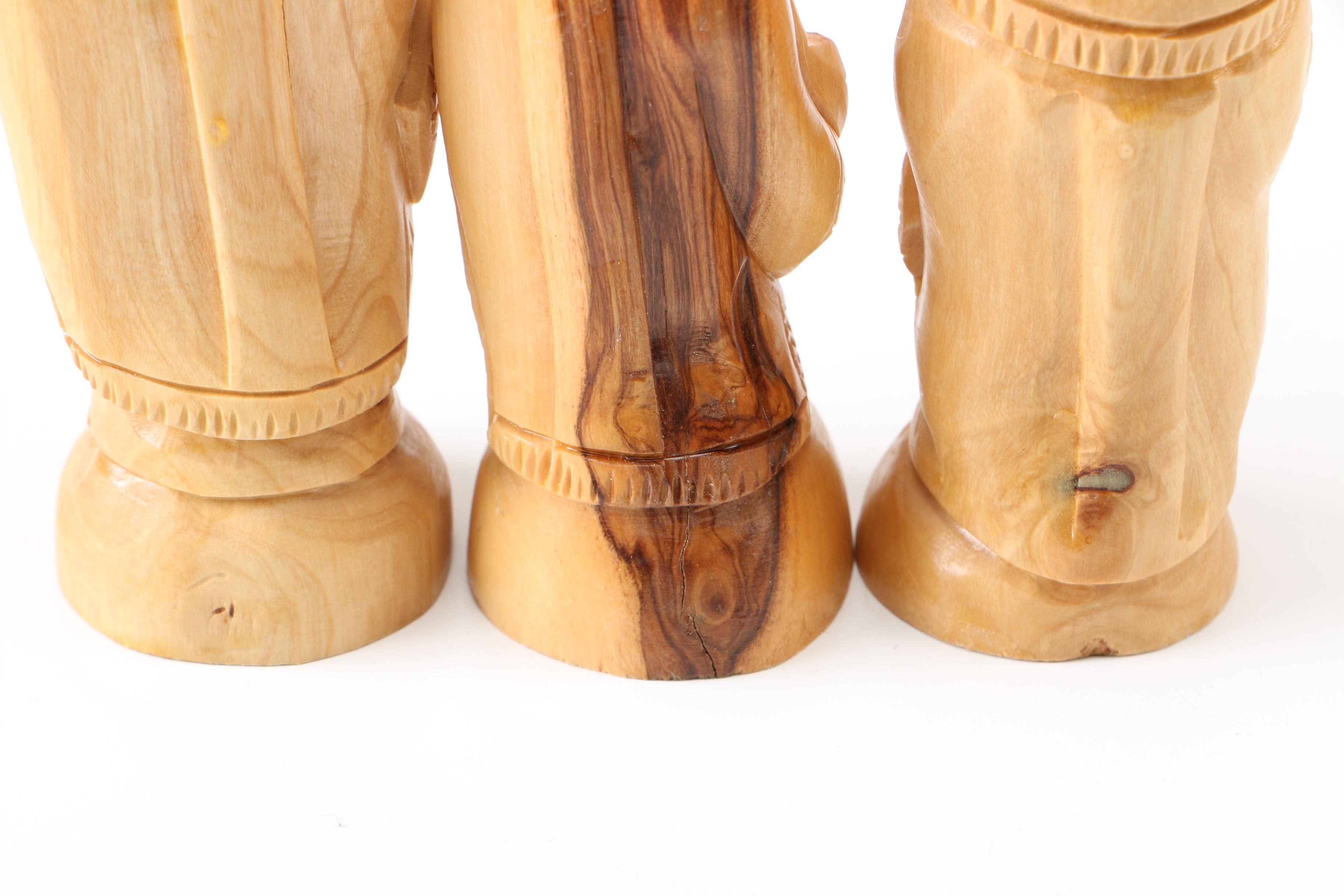 Wooden Manger Nativity Scene and Figurines