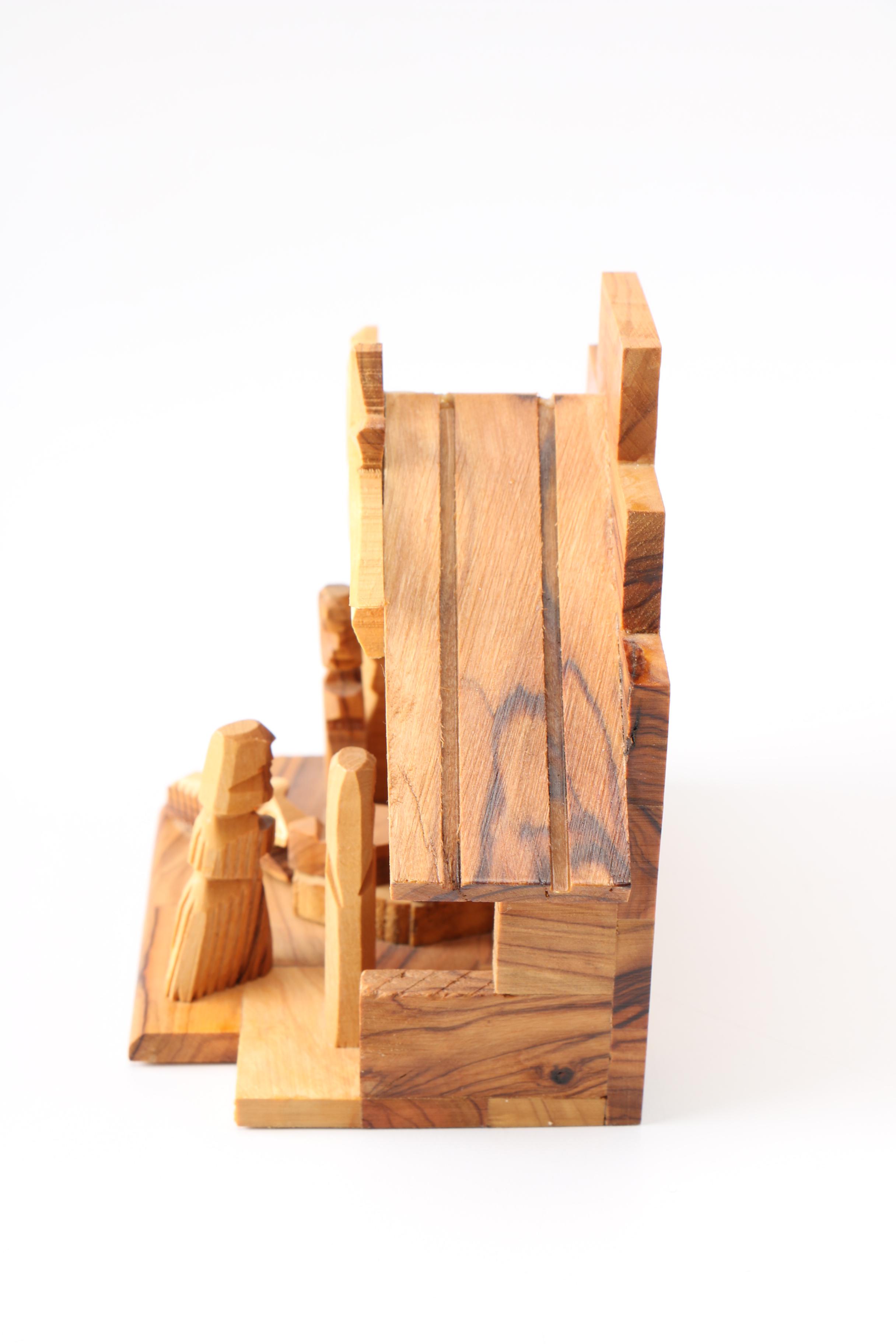 Wooden Manger Nativity Scene and Figurines