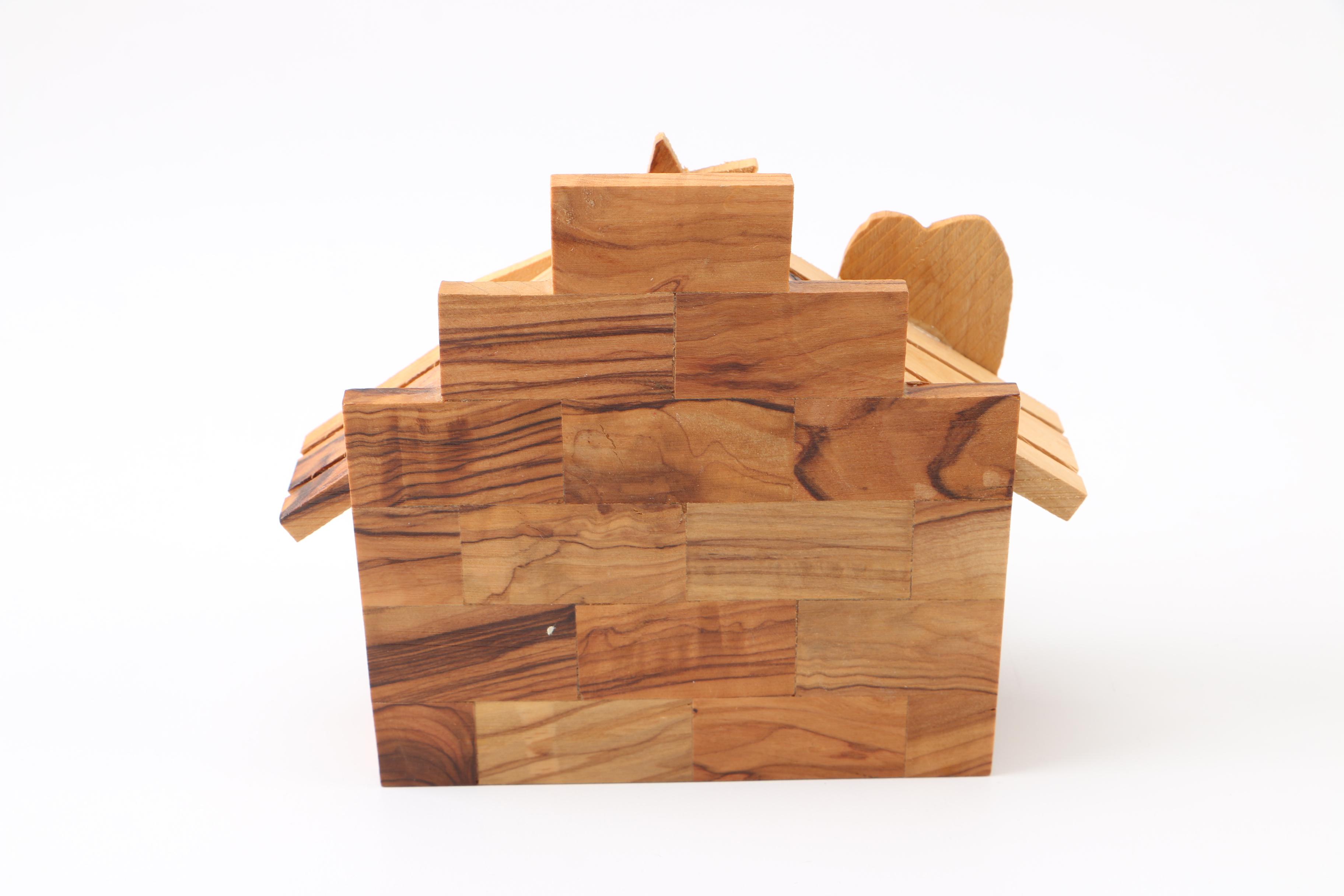 Wooden Manger Nativity Scene and Figurines