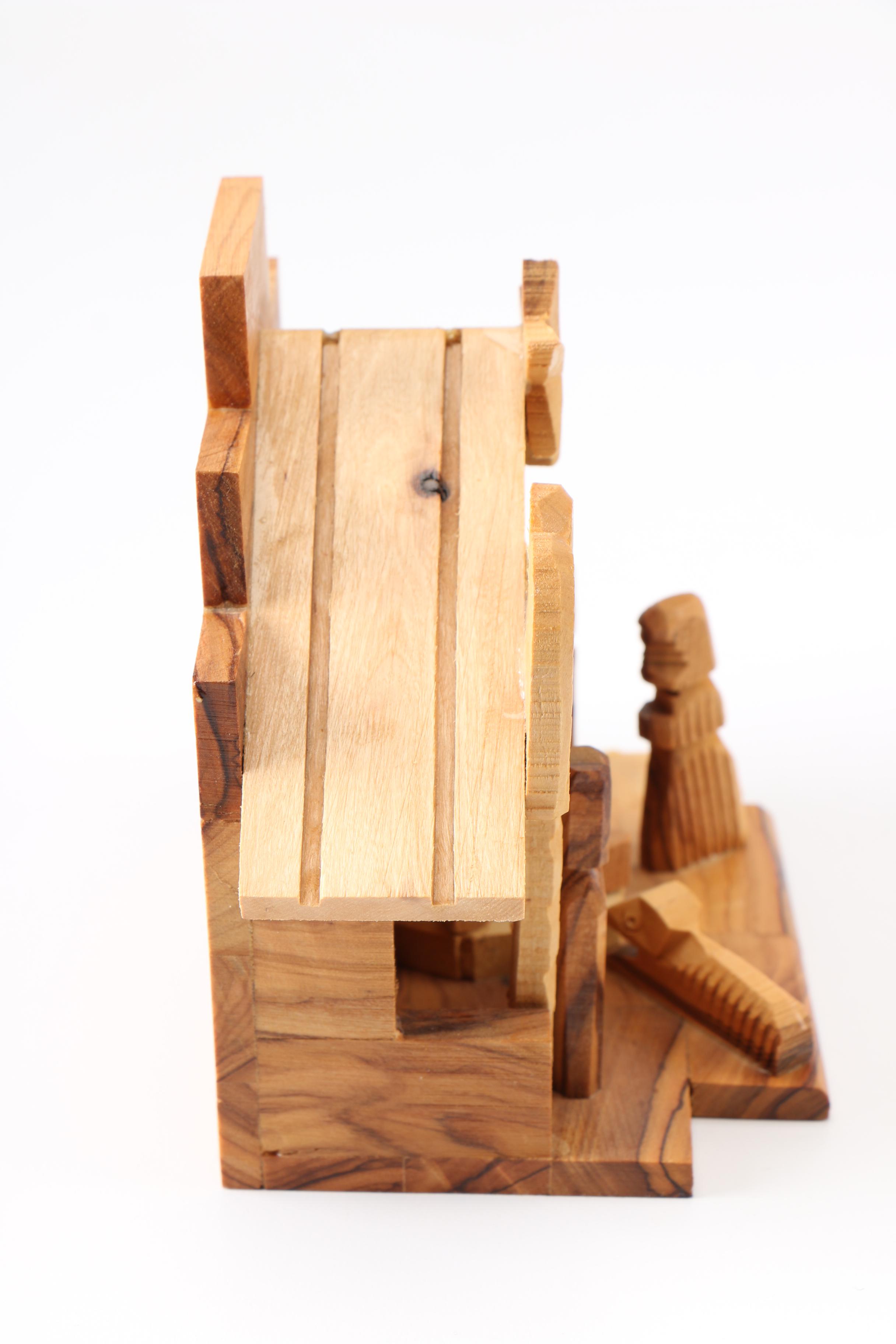 Wooden Manger Nativity Scene and Figurines