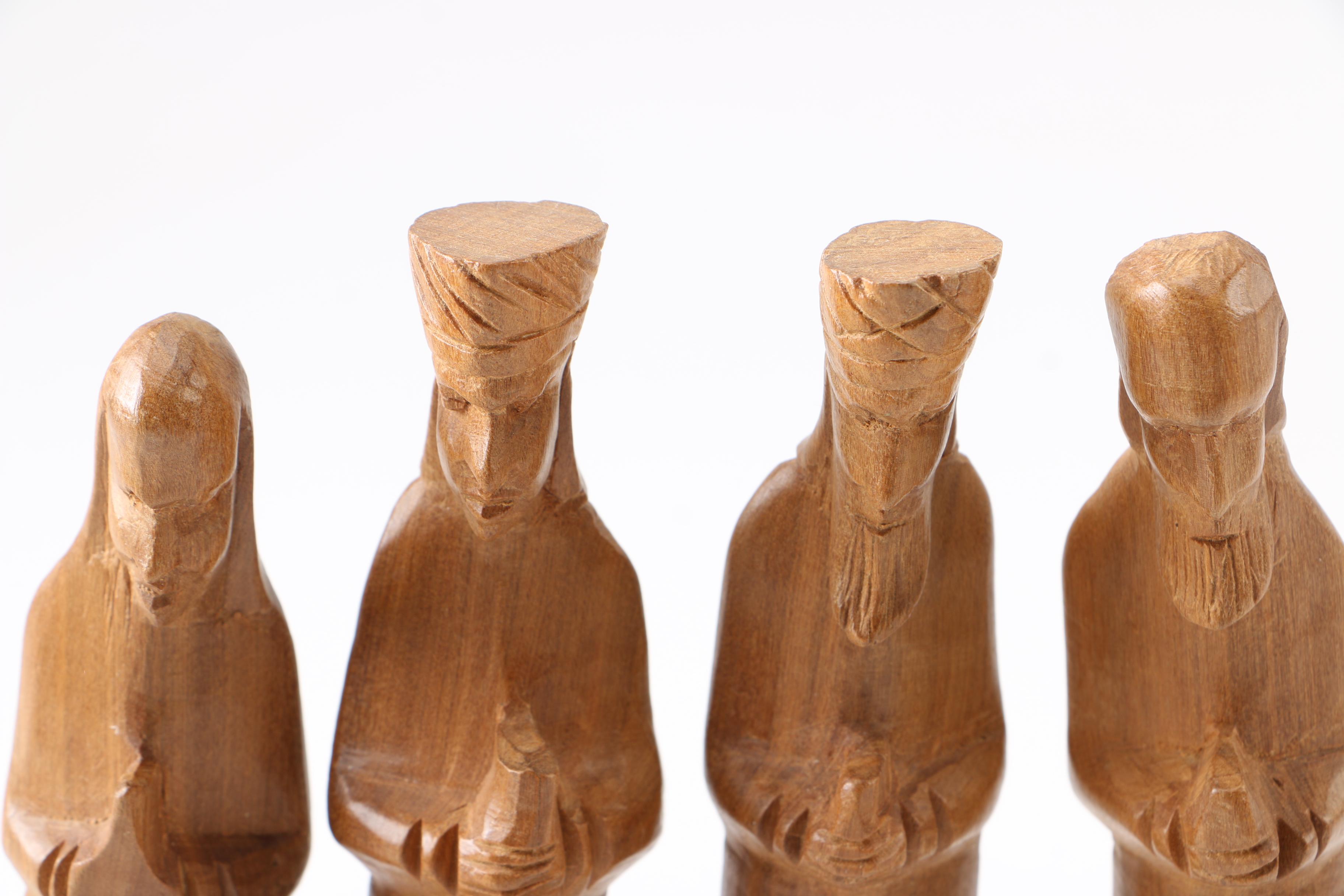 Wooden Manger Nativity Scene and Figurines