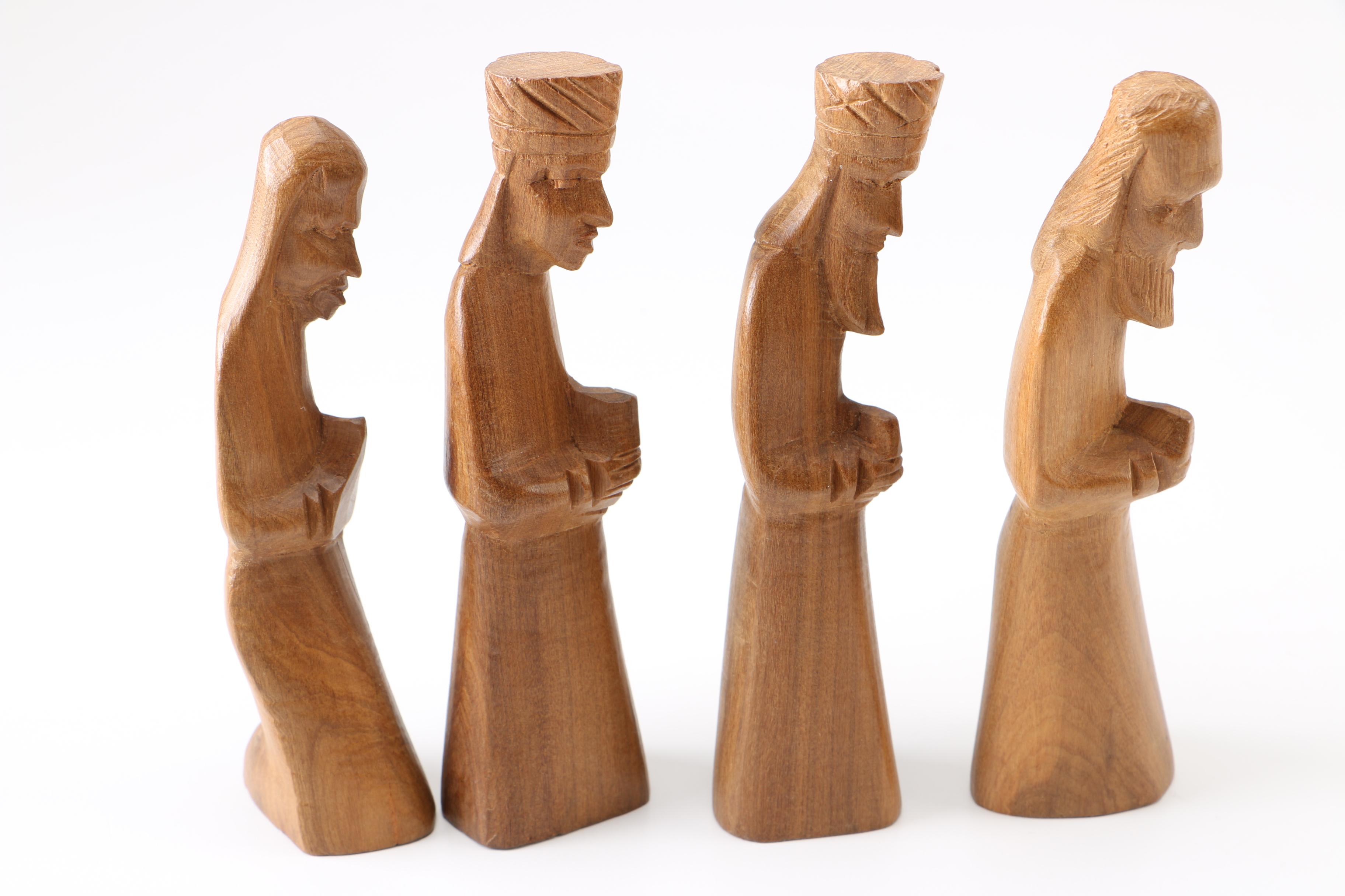 Wooden Manger Nativity Scene and Figurines