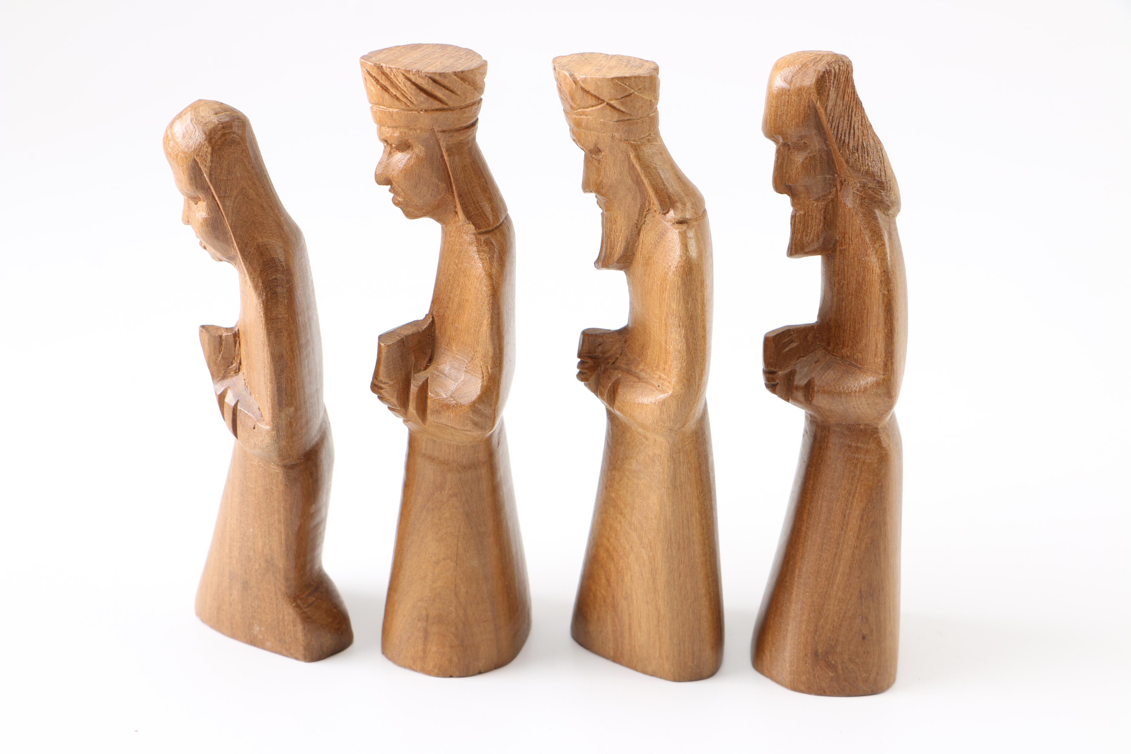 Wooden Manger Nativity Scene and Figurines