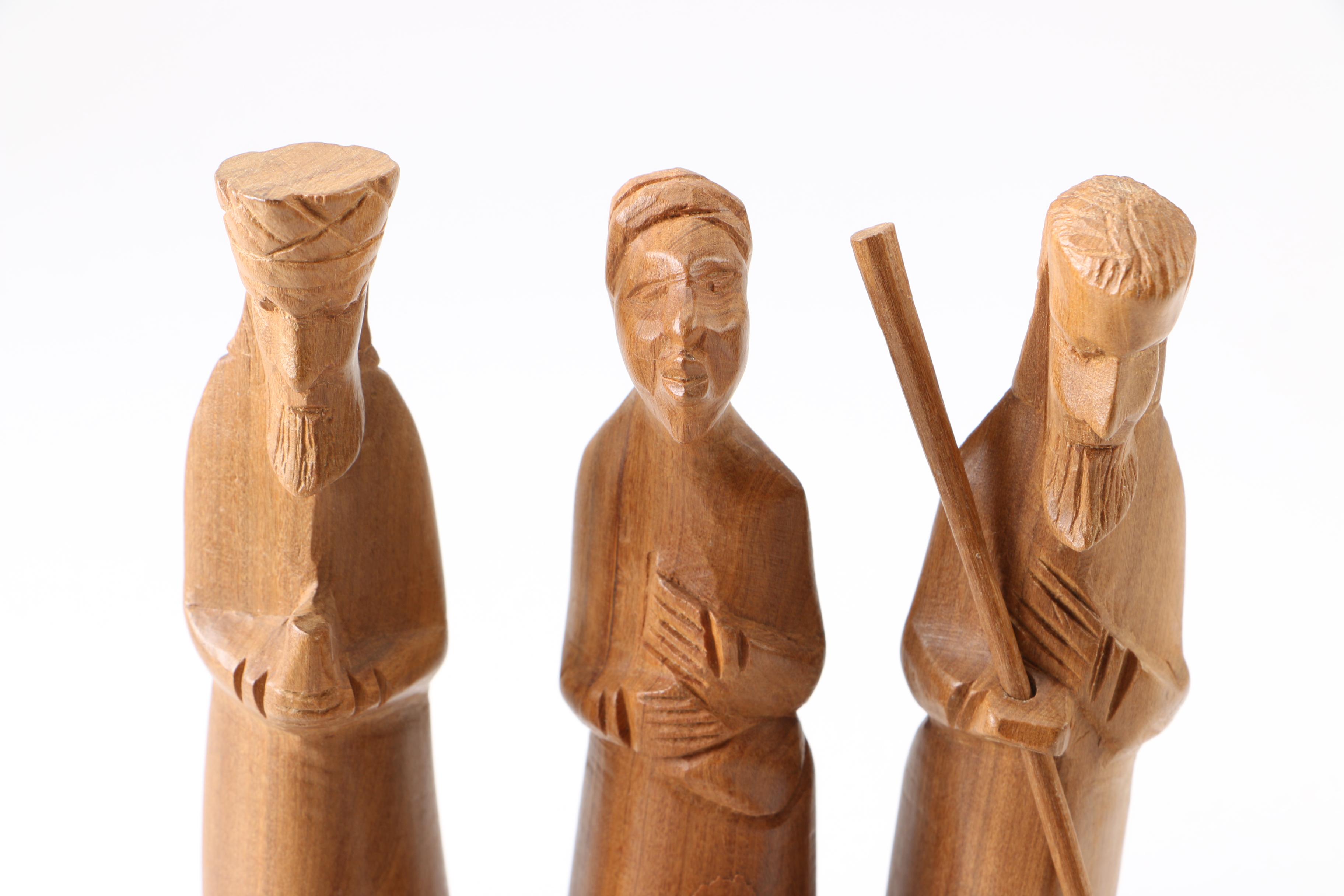 Wooden Manger Nativity Scene and Figurines
