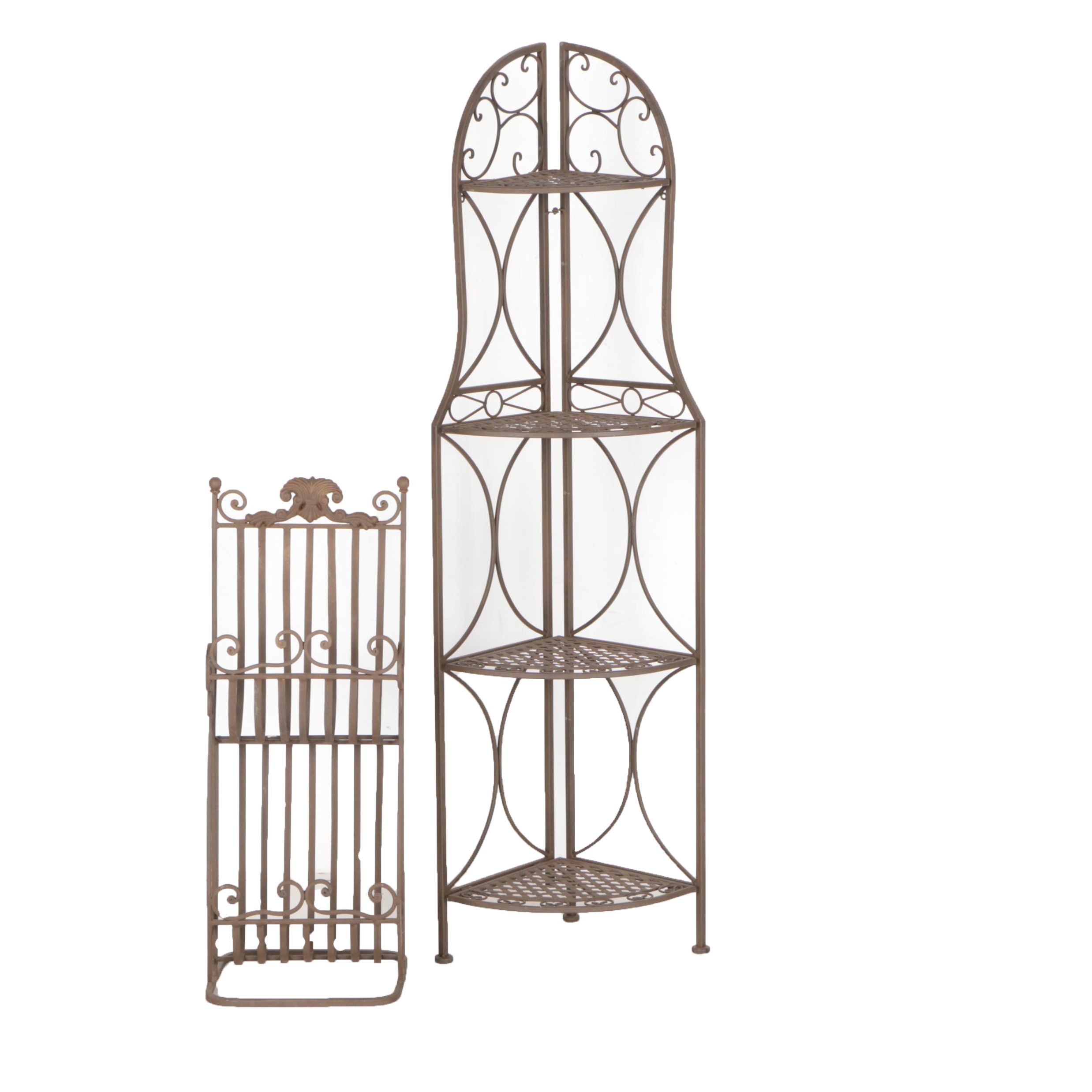 Foldable Corner Étagère and Metal Rack
