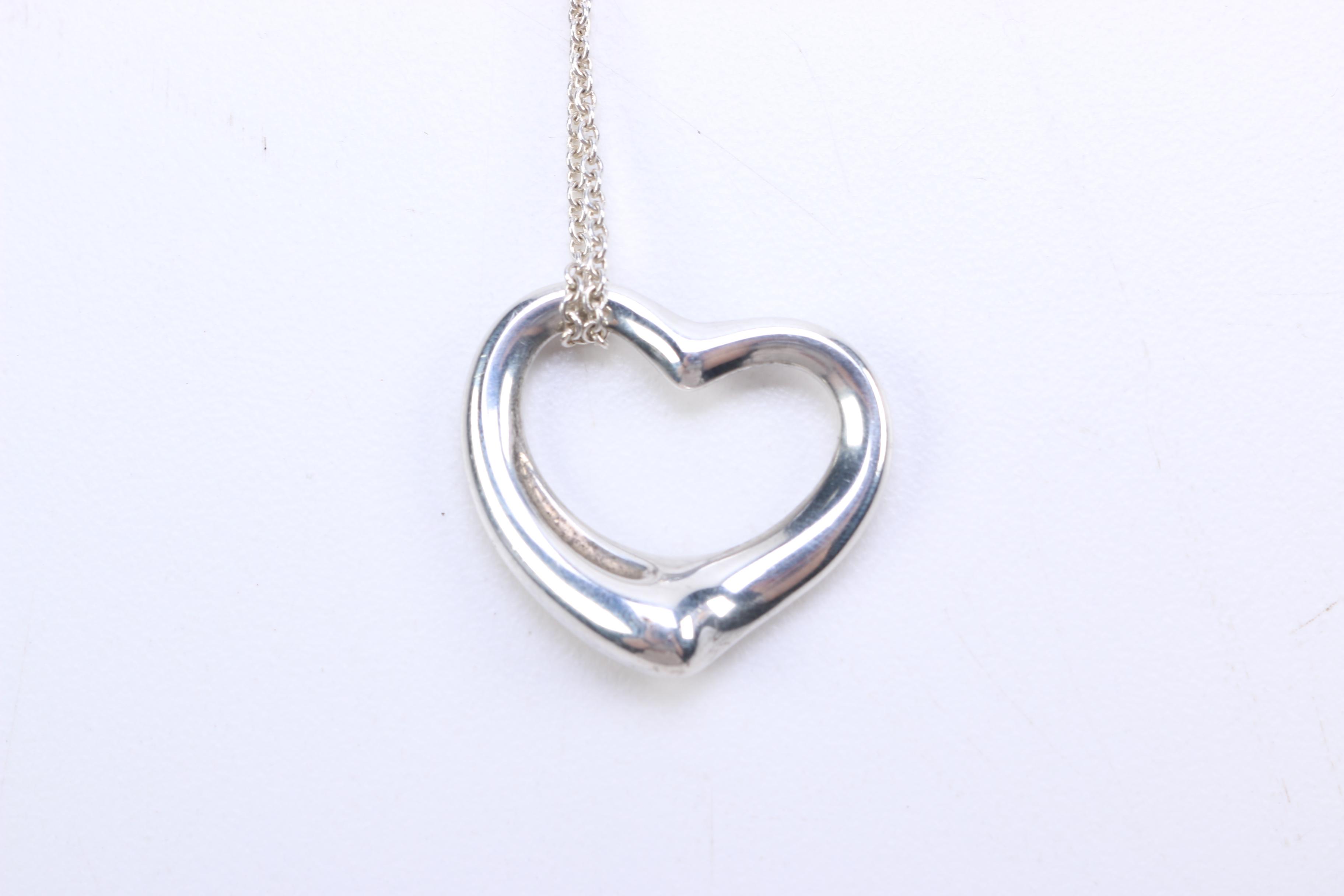Tiffany & Co. Elsa Peretti Sterling Silver "Open Heart" Necklace