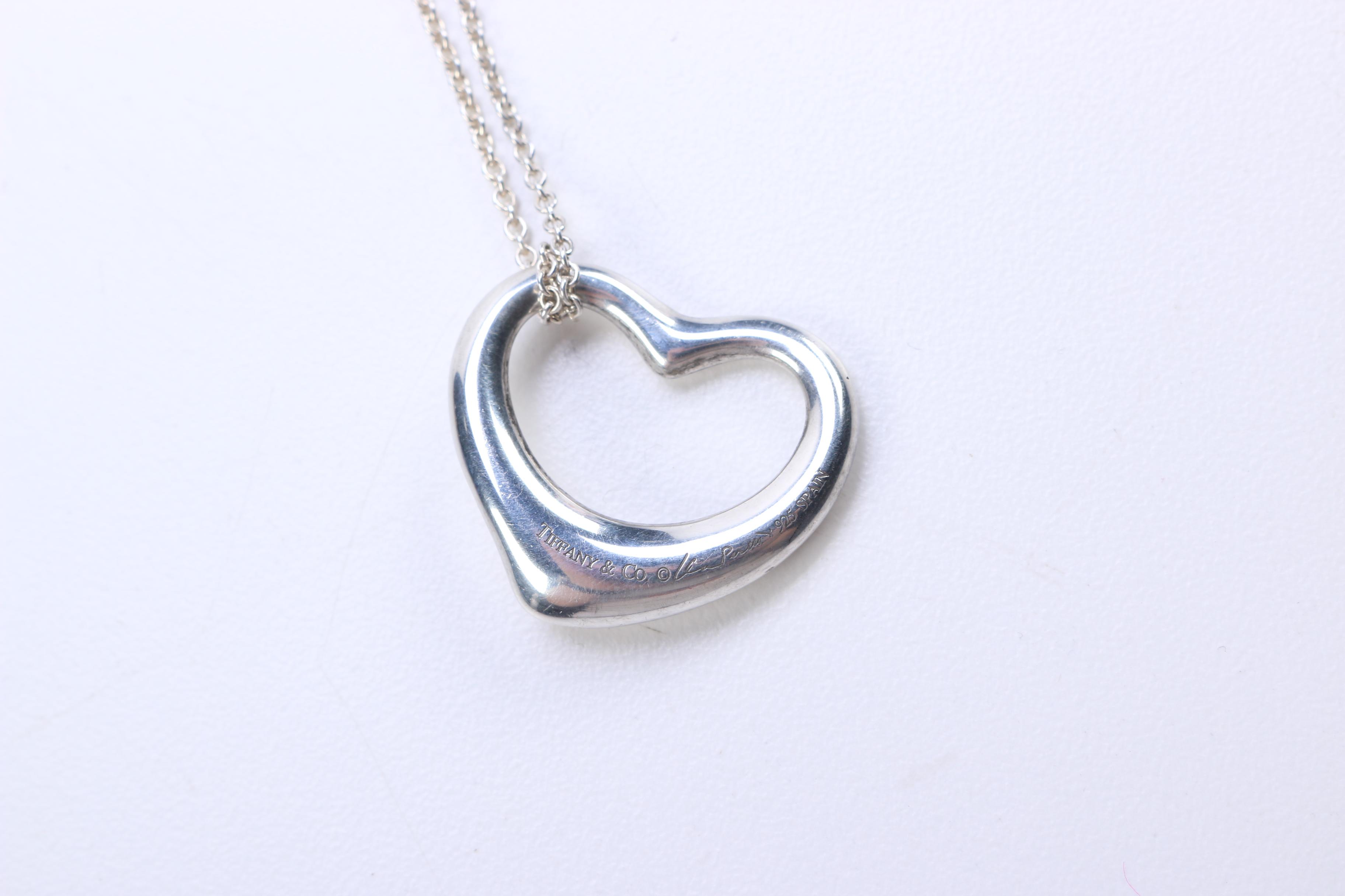 Tiffany & Co. Elsa Peretti Sterling Silver "Open Heart" Necklace
