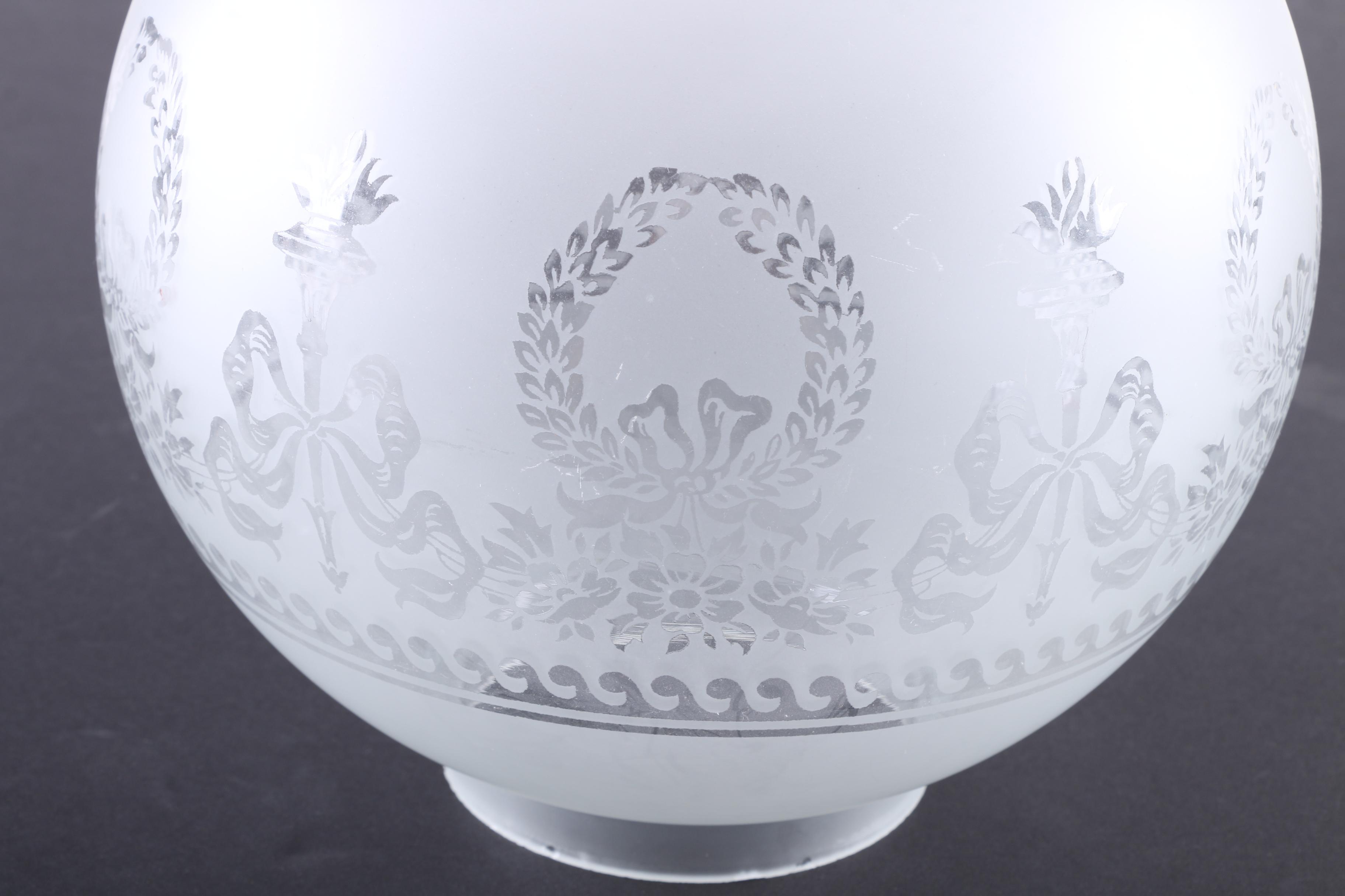 Pair of Vintage Brass Lamps With Glass Shades