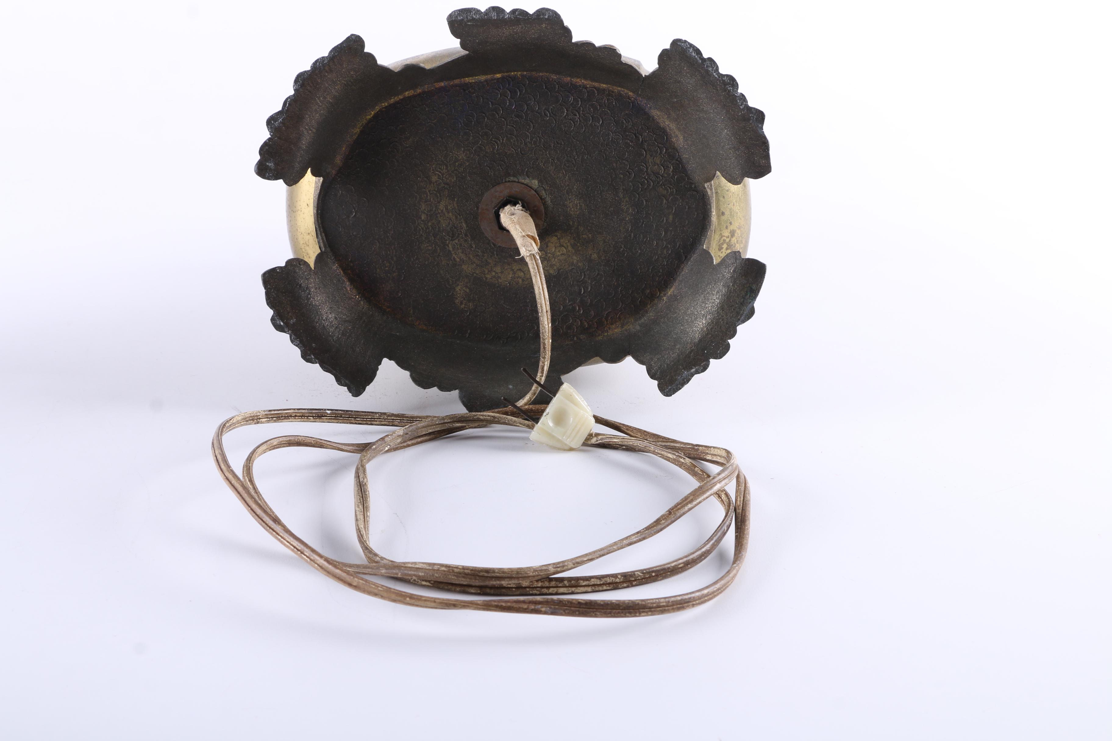 Pair of Vintage Brass Lamps With Glass Shades