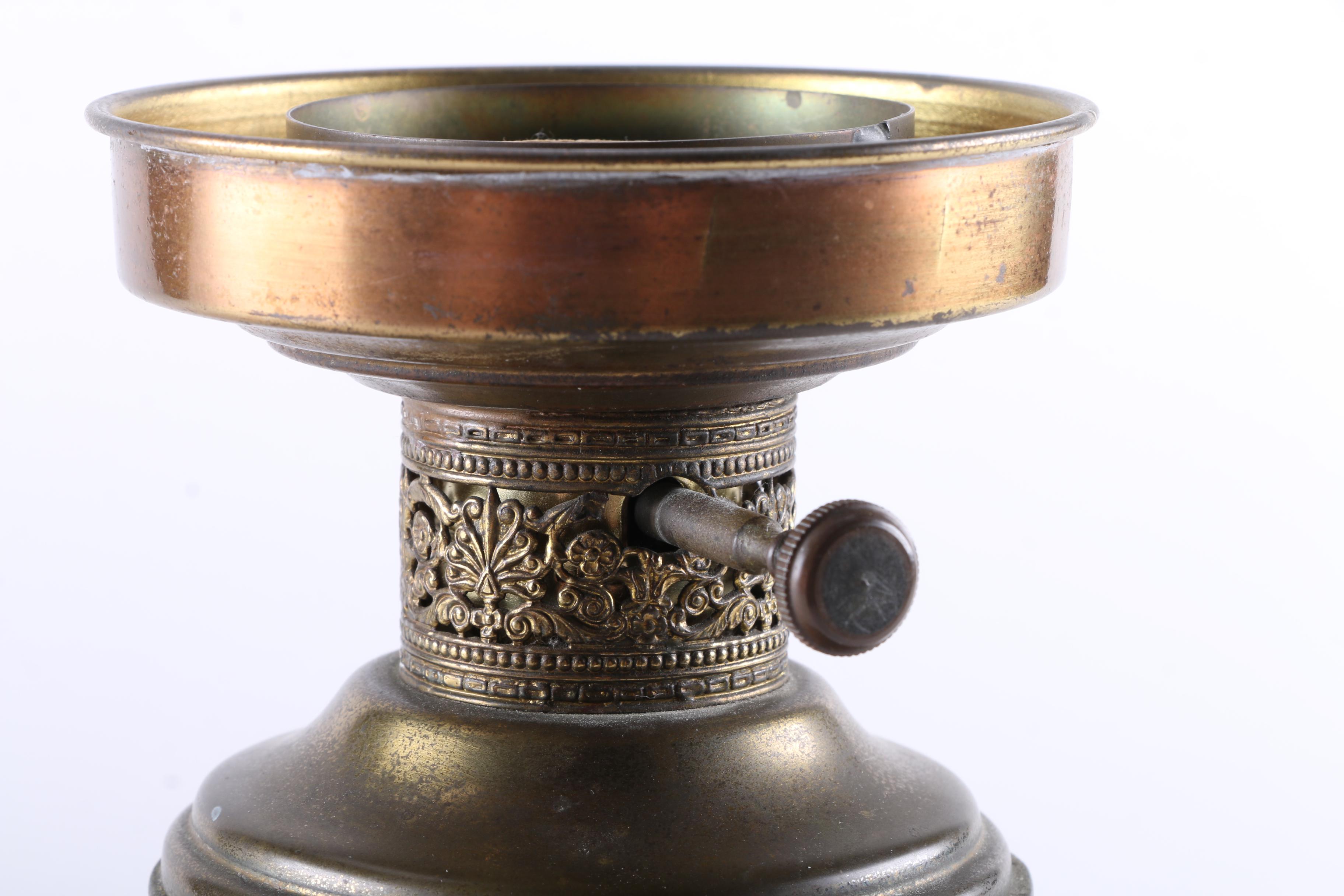 Pair of Vintage Brass Lamps With Glass Shades