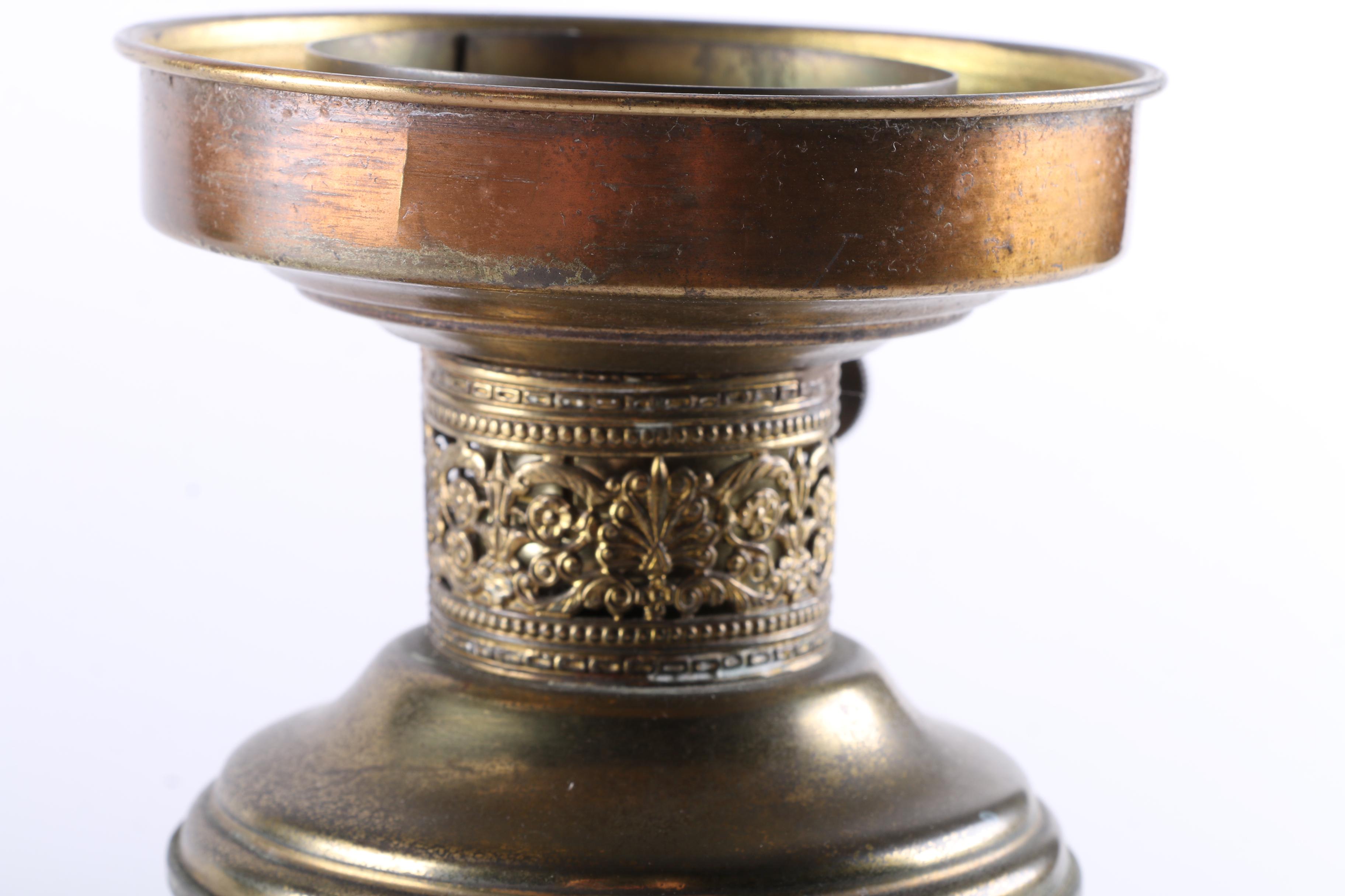 Pair of Vintage Brass Lamps With Glass Shades