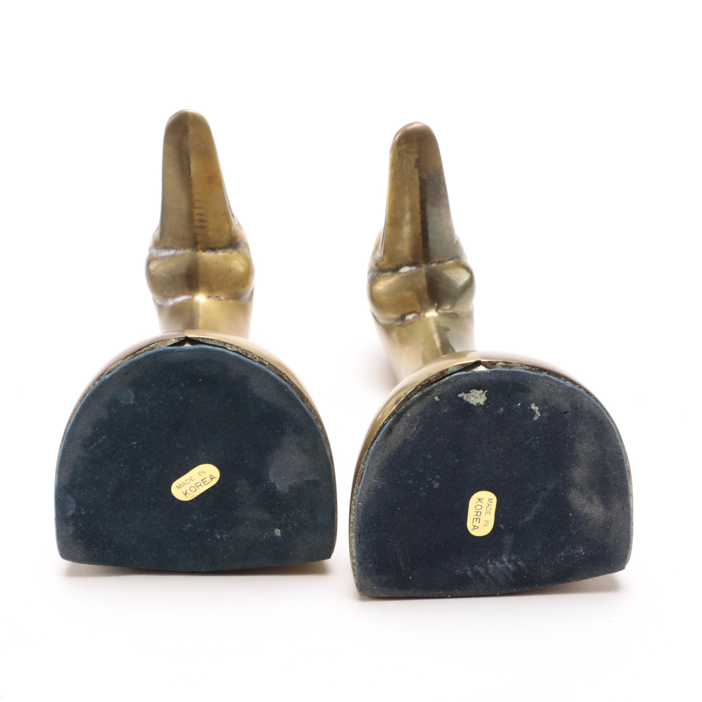 Brass Duck Head Bookends