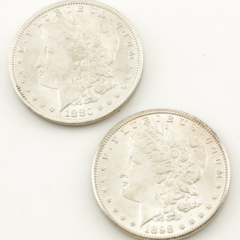 1880 and 1898-O Morgan Silver Dollar