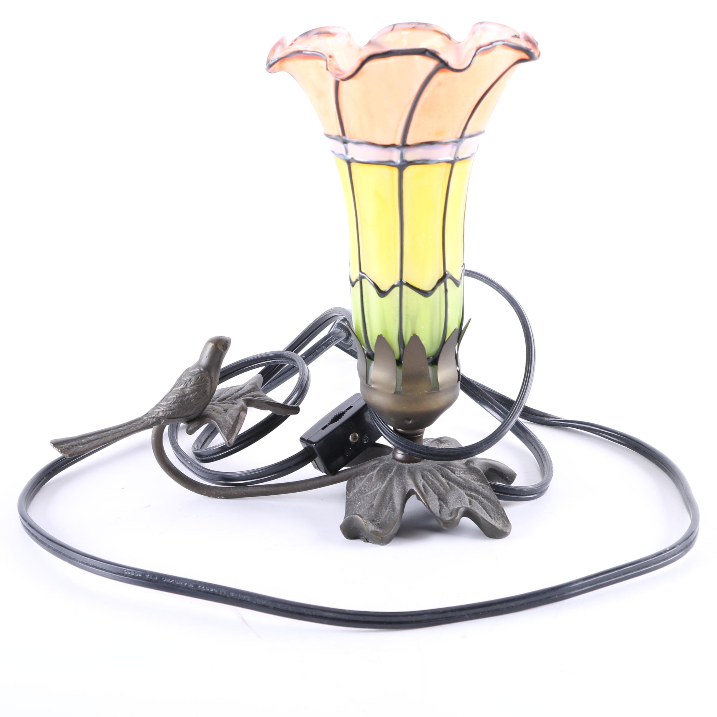 Slag Glass Boudoir Lamp