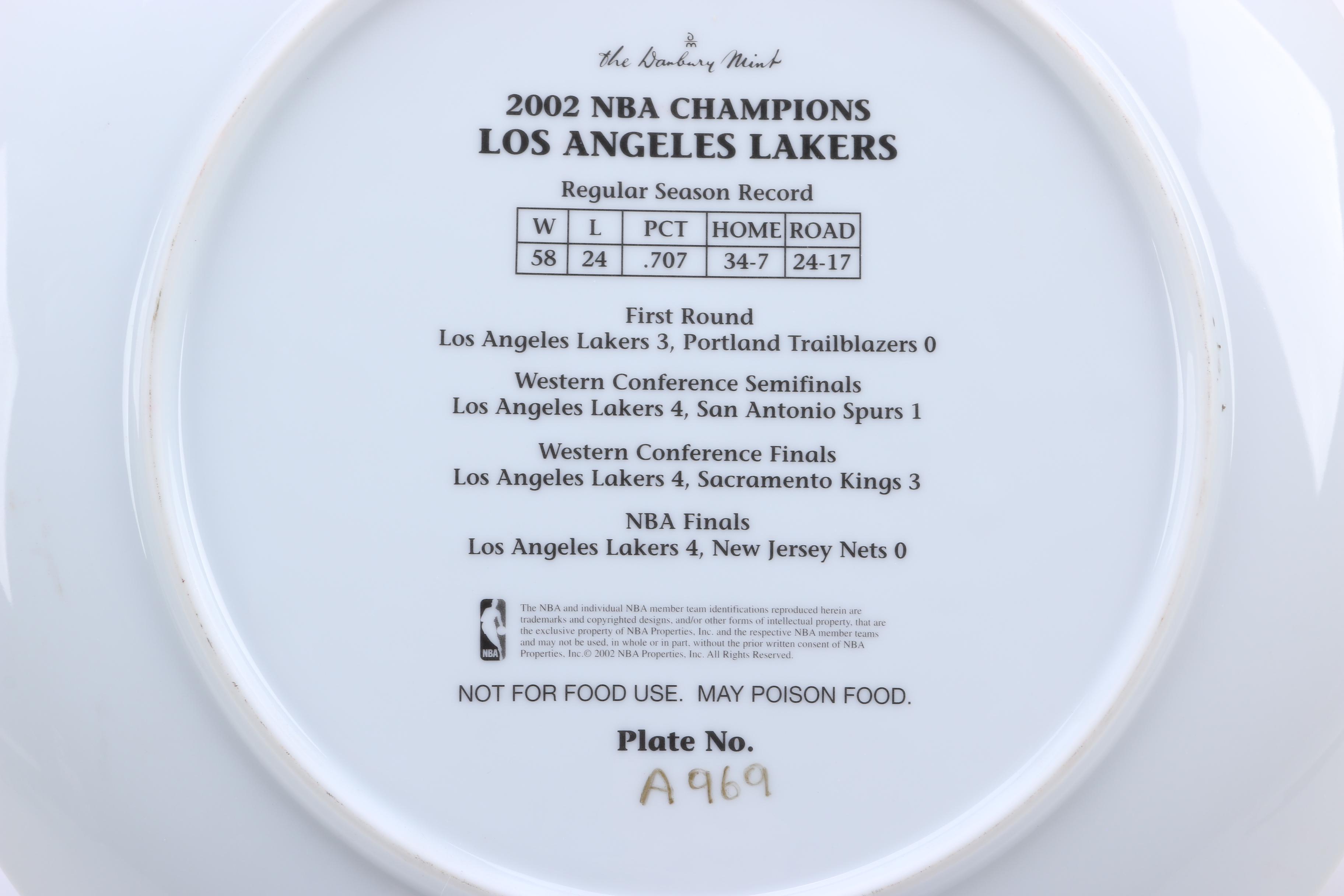 L.A Lakers 2002 NBA Champions Decorative Plate