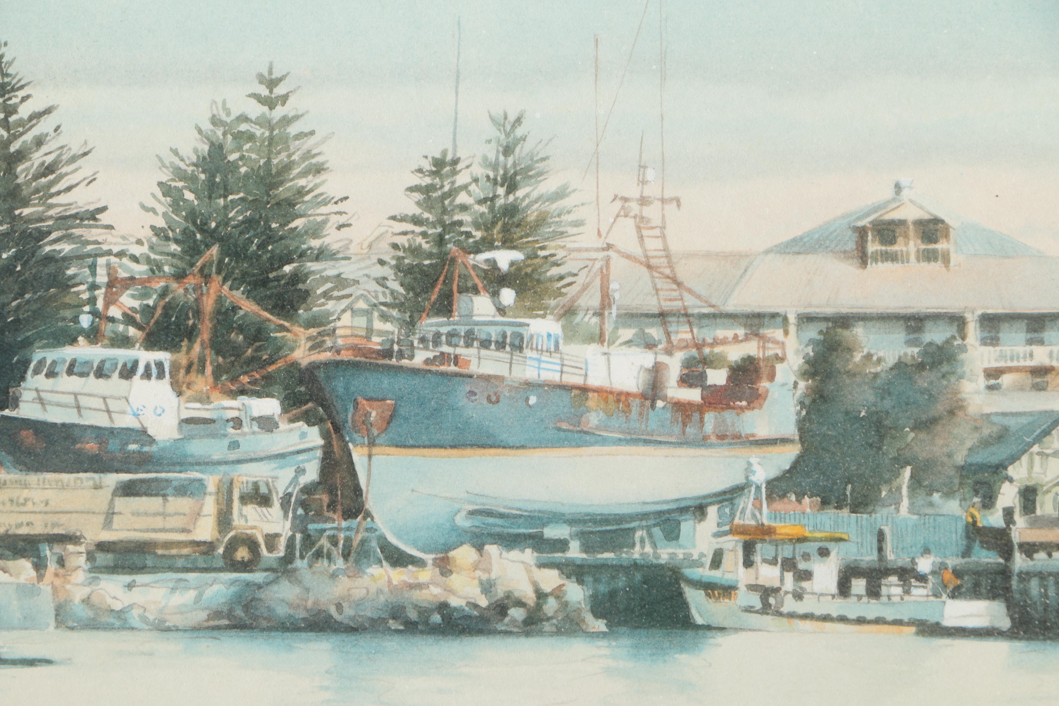 D.J. Brennan Watercolor Painting "Garden Lake, Rottnest (Back of the Lodge)"