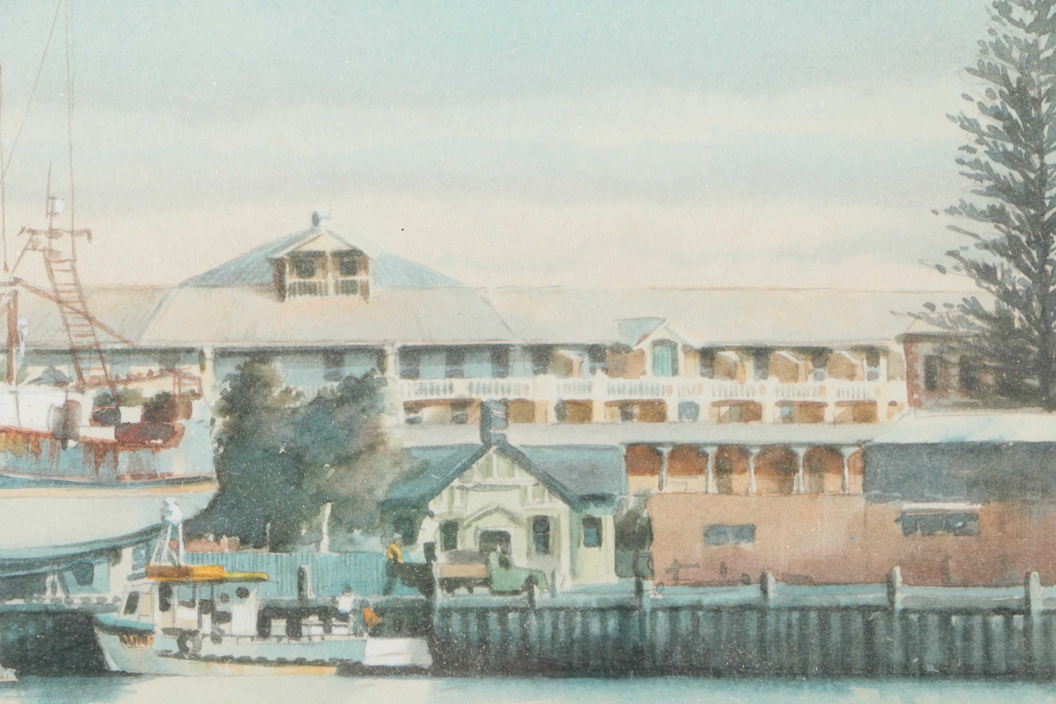 D.J. Brennan Watercolor Painting "Garden Lake, Rottnest (Back of the Lodge)"