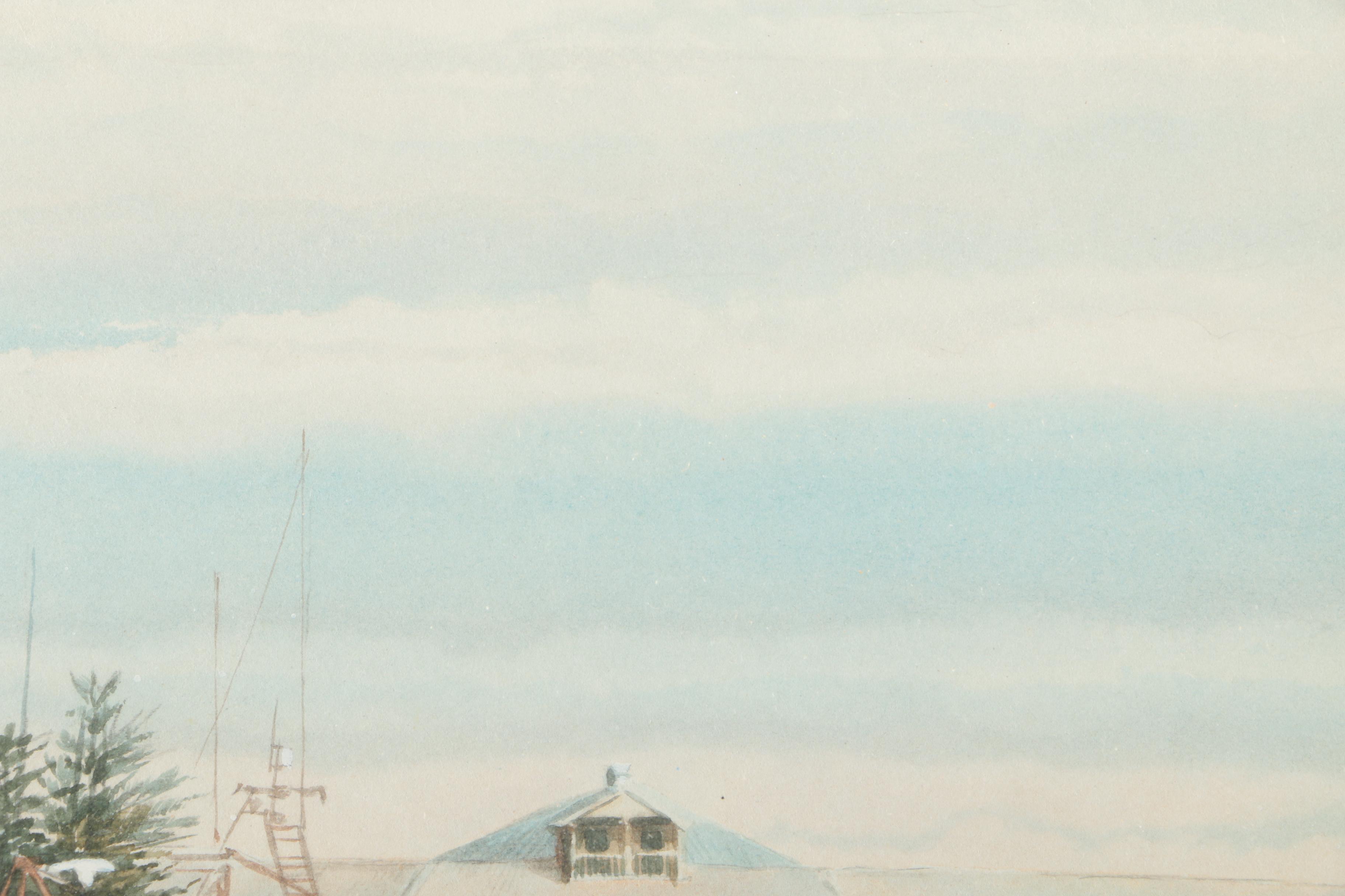 D.J. Brennan Watercolor Painting "Garden Lake, Rottnest (Back of the Lodge)"