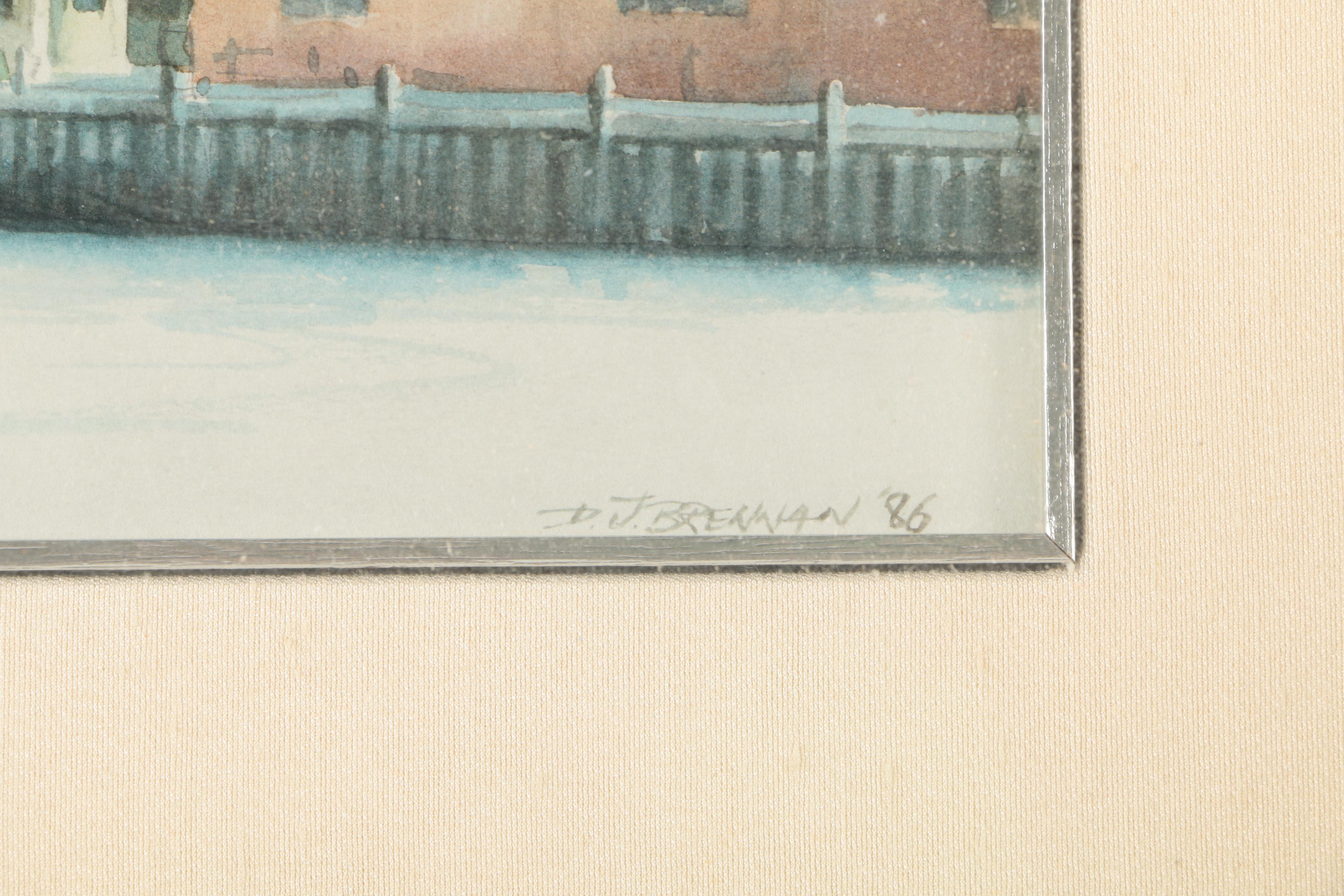 D.J. Brennan Watercolor Painting "Garden Lake, Rottnest (Back of the Lodge)"