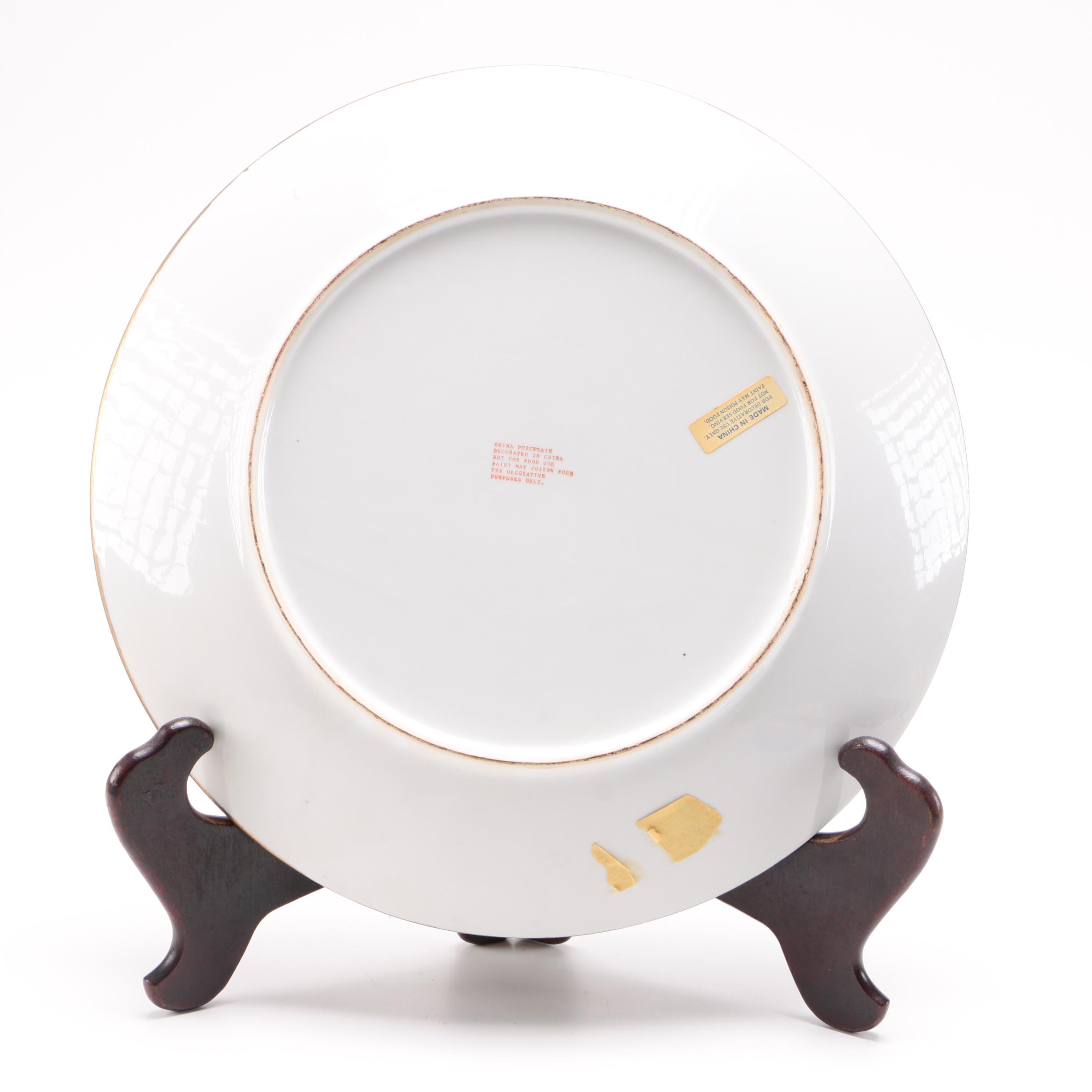 Decorative Porcelain Floral Plate With Stand