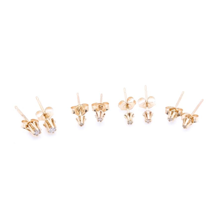 14K Yellow Gold Diamond Earrings