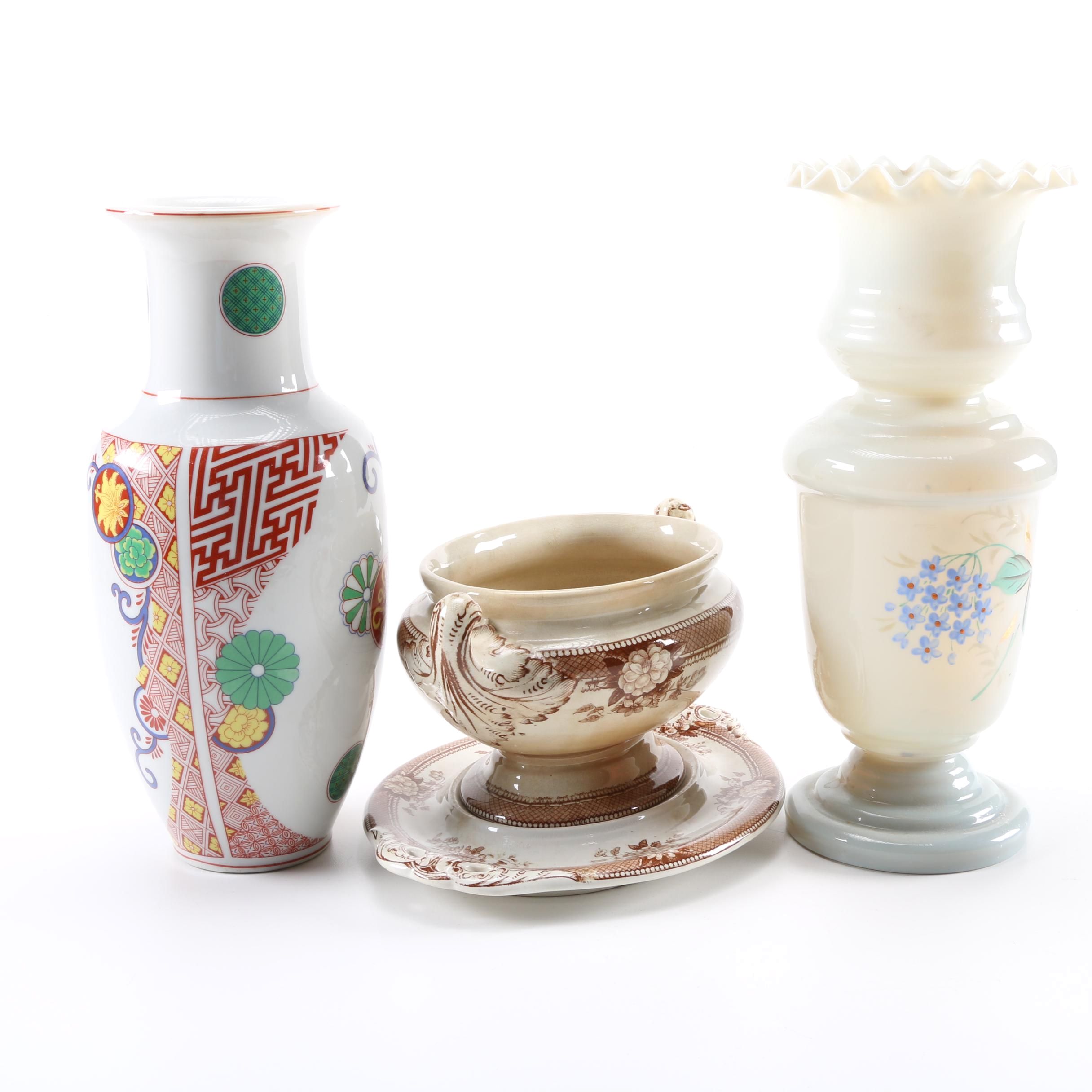 Ceramic Vases and Stoneware Dish