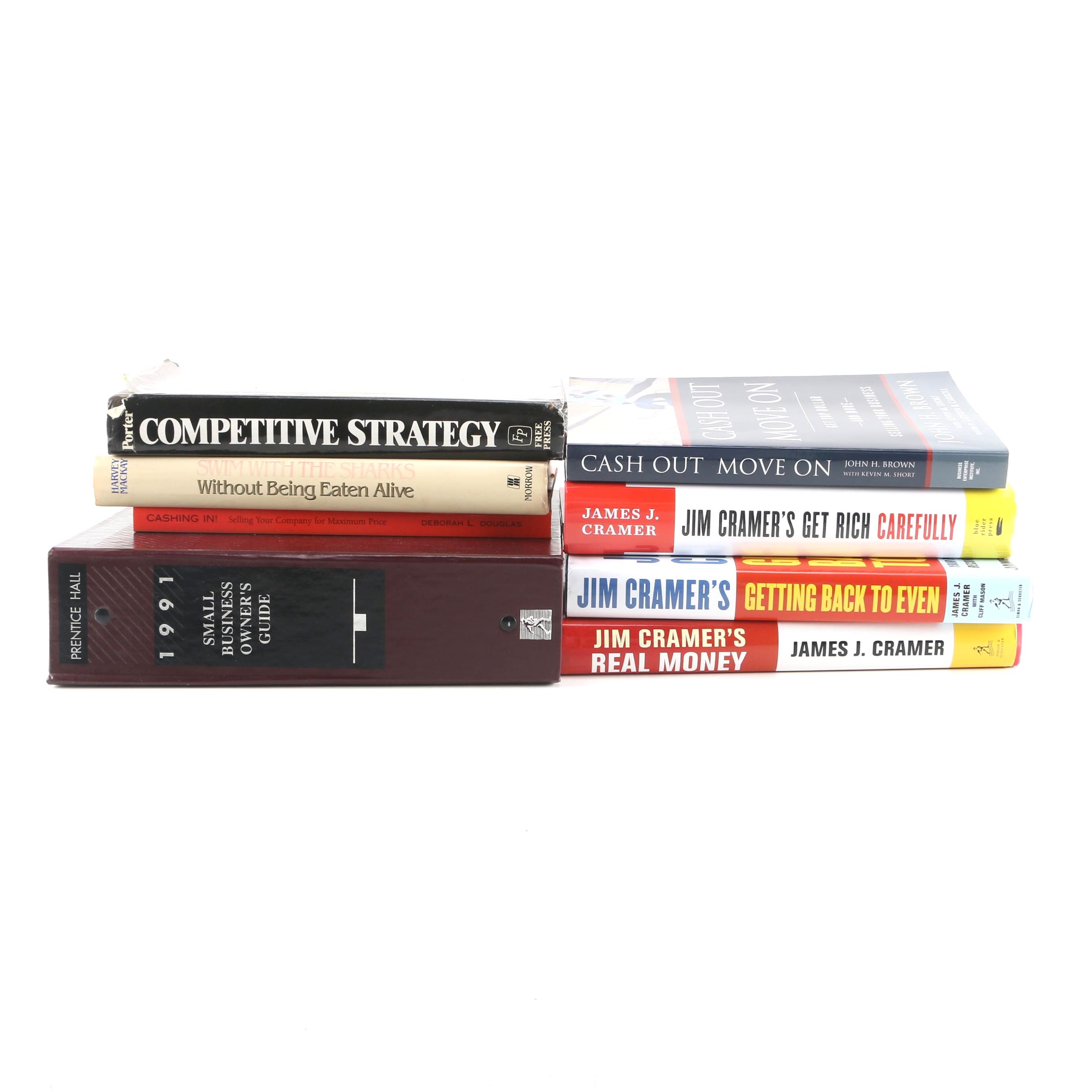 Business Book Assortment Featuring Signed Jim Cramer