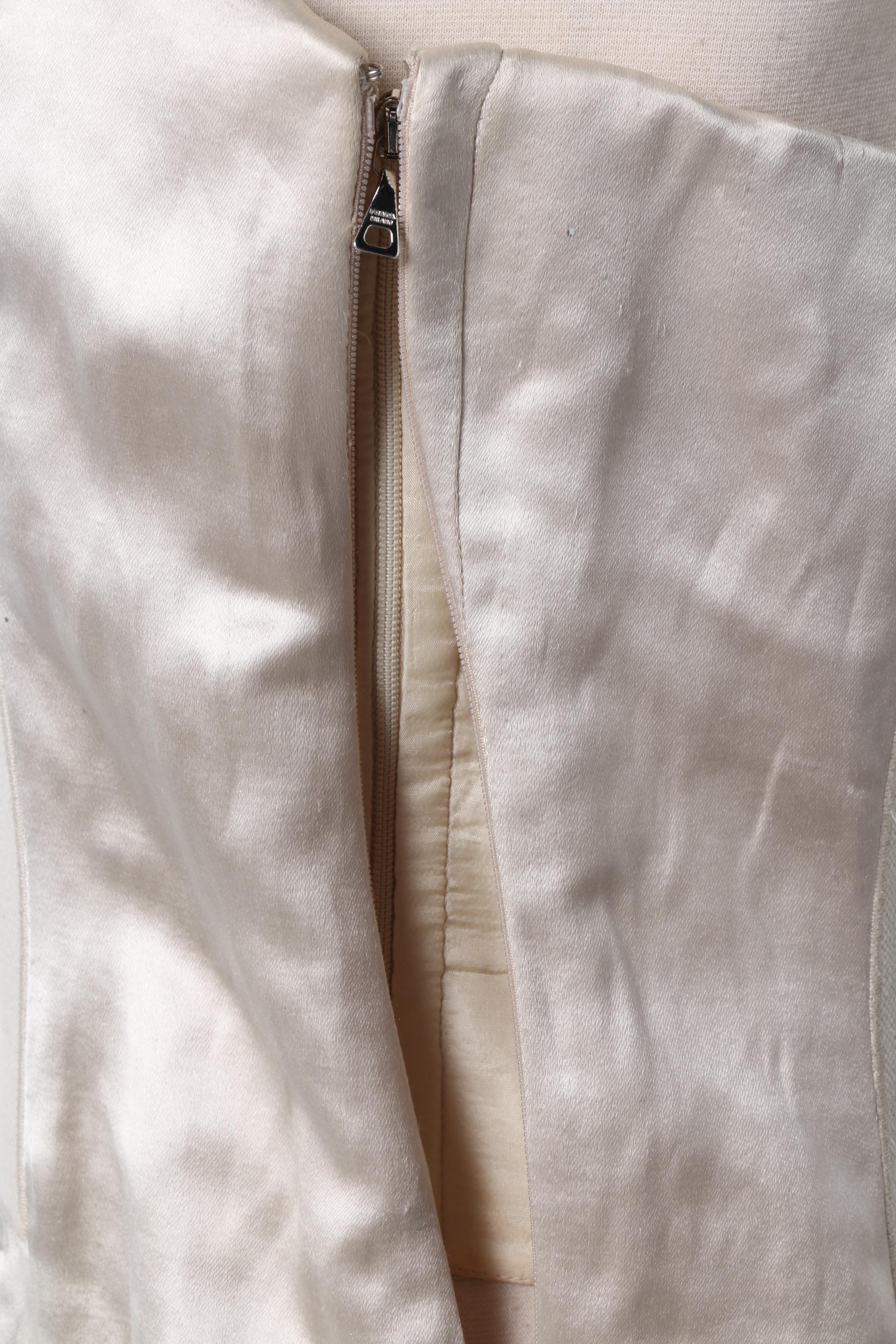 Prada White Linen and Silk Strapless Dress
